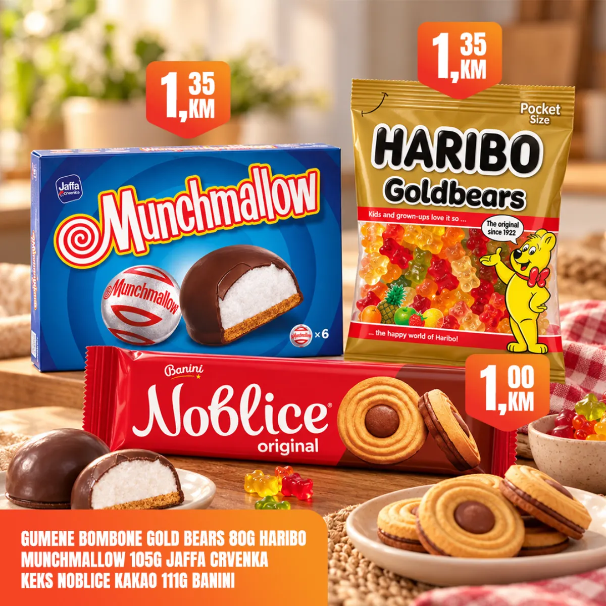 Fortuna vikend akcija – Jaffa Munchmallow, Haribo Goldbears i Banini Noblice