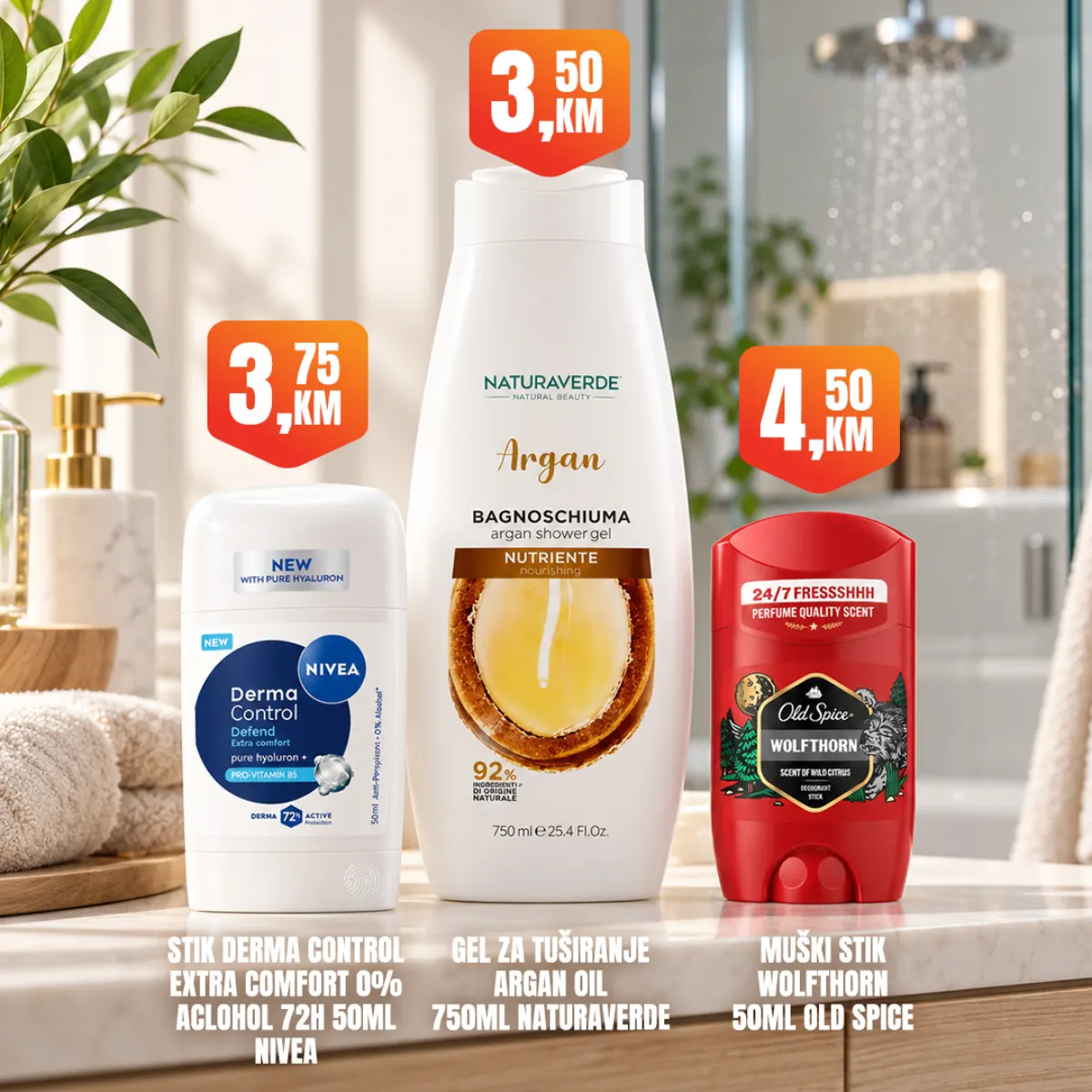 Fortuna vikend akcija – Nivea stik, Naturaverde gel za tuširanje i Old Spice Wolfthorn stik