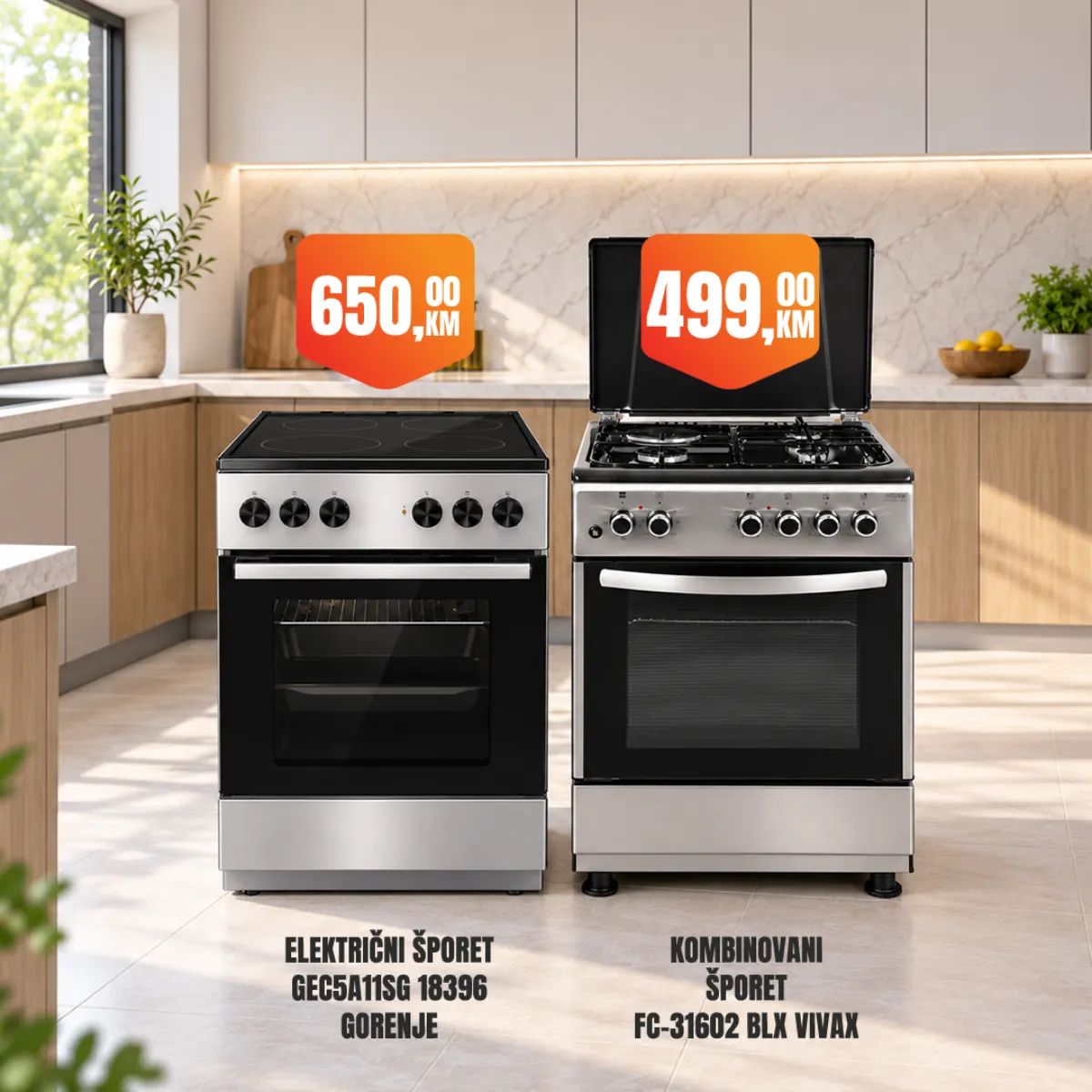 Fortuna vikend akcija – Gorenje električni šporet i Vivax kombinovani šporet