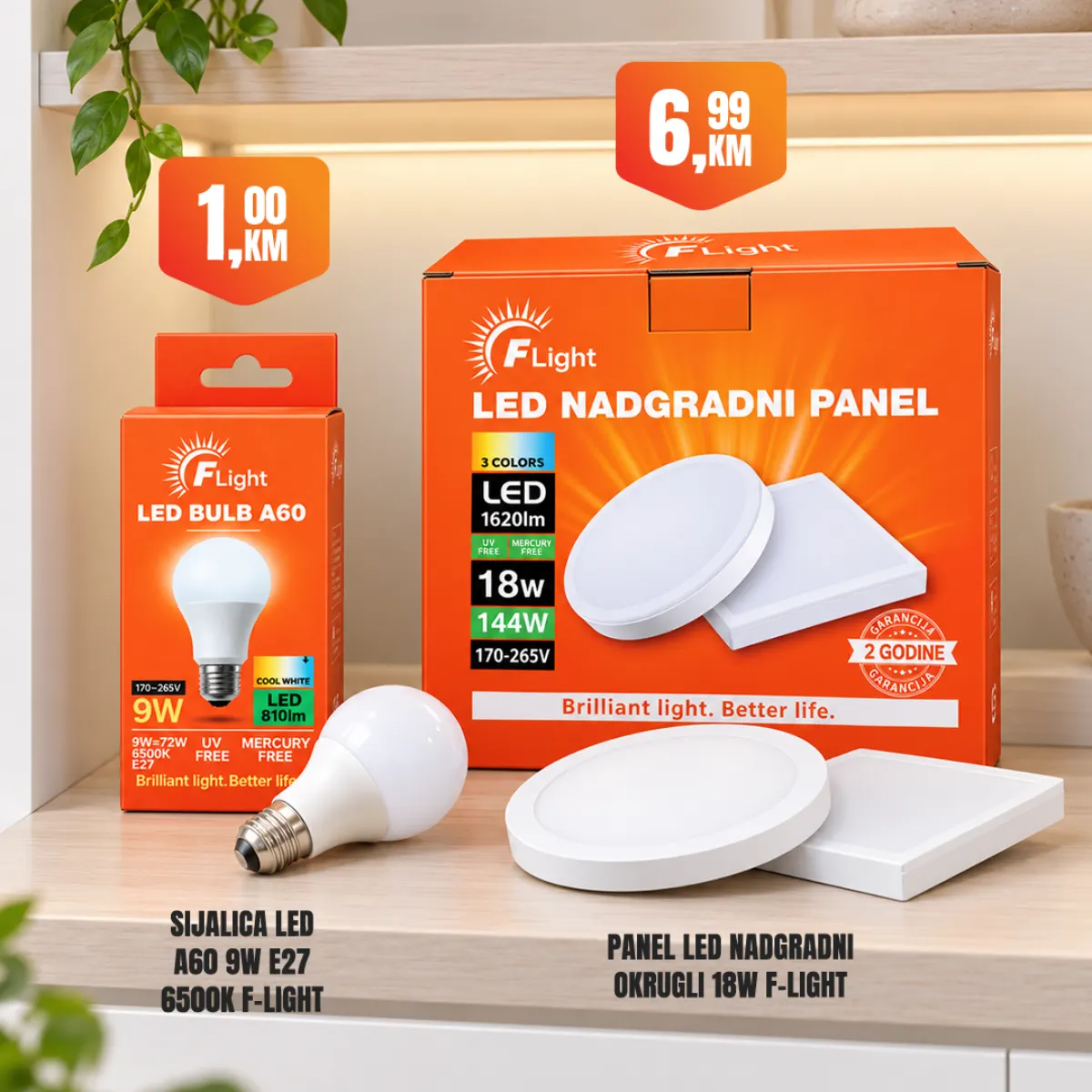 Fortuna vikend akcija – F-Light LED sijalica i nadgradni LED panel