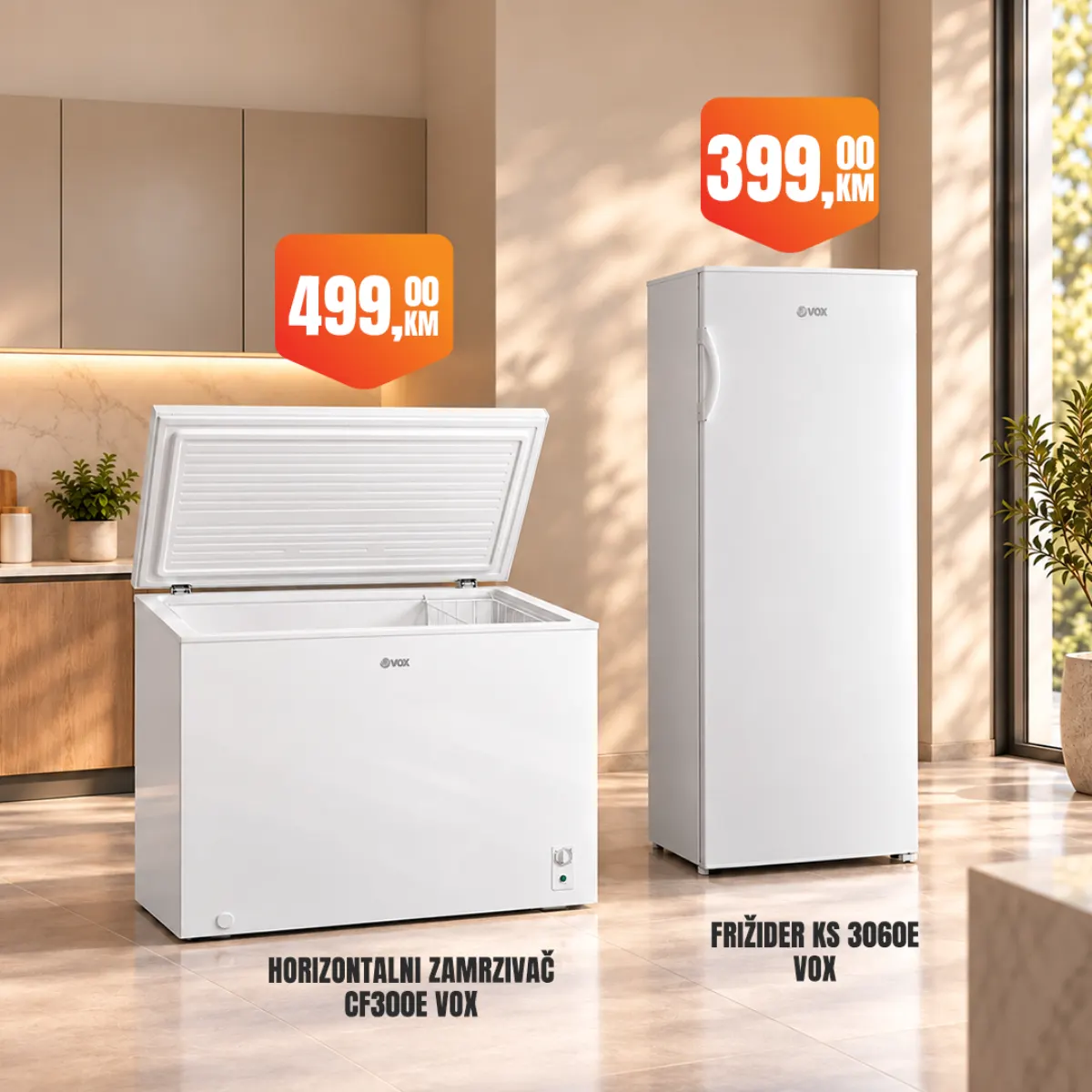 Fortuna HOME – VOX zamrzivač 499 KM i frižider 399 KM
