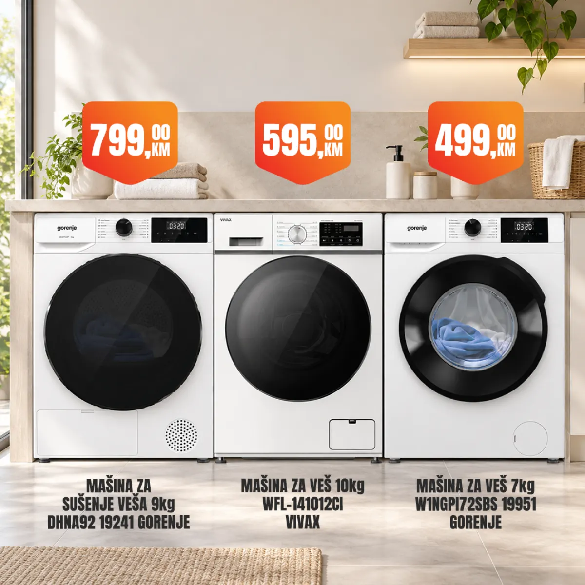 Fortuna HOME – Gorenje sušilica 799 KM, Vivax veš mašina 595 KM i Gorenje veš mašina 499 KM