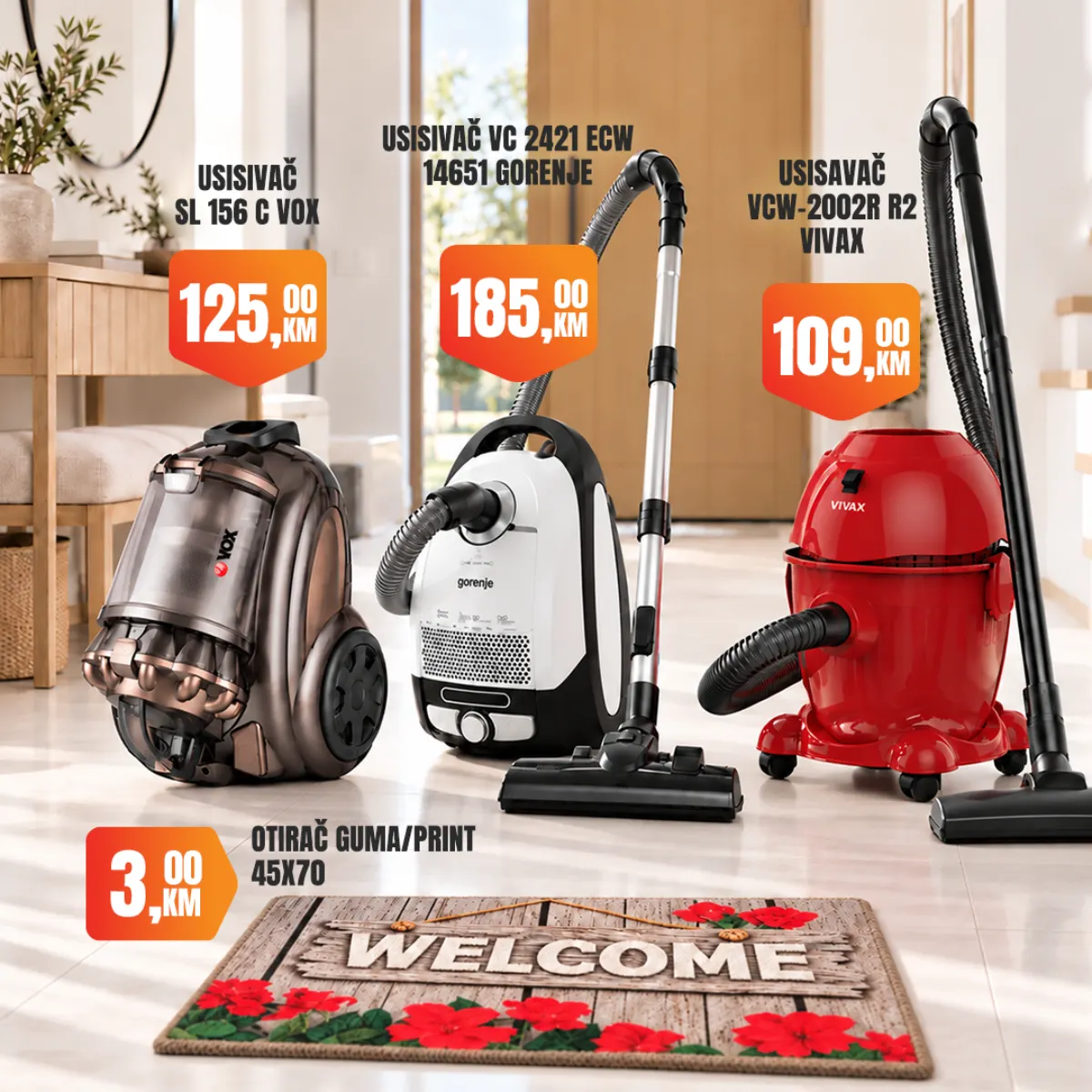 Fortuna HOME – VOX usisivač 125 KM, Gorenje usisivač 185 KM i Vivax usisivač 109 KM