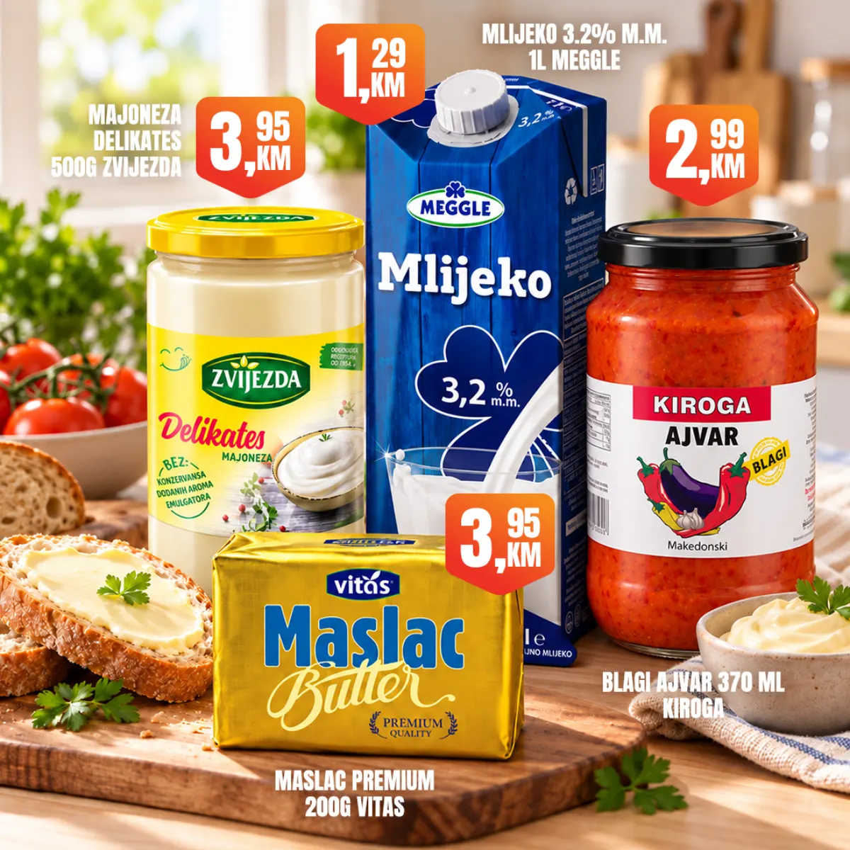 Fortuna Market – Meggle mlijeko 1,29 KM, Zvijezda majoneza 3,95 KM, maslac i ajvar