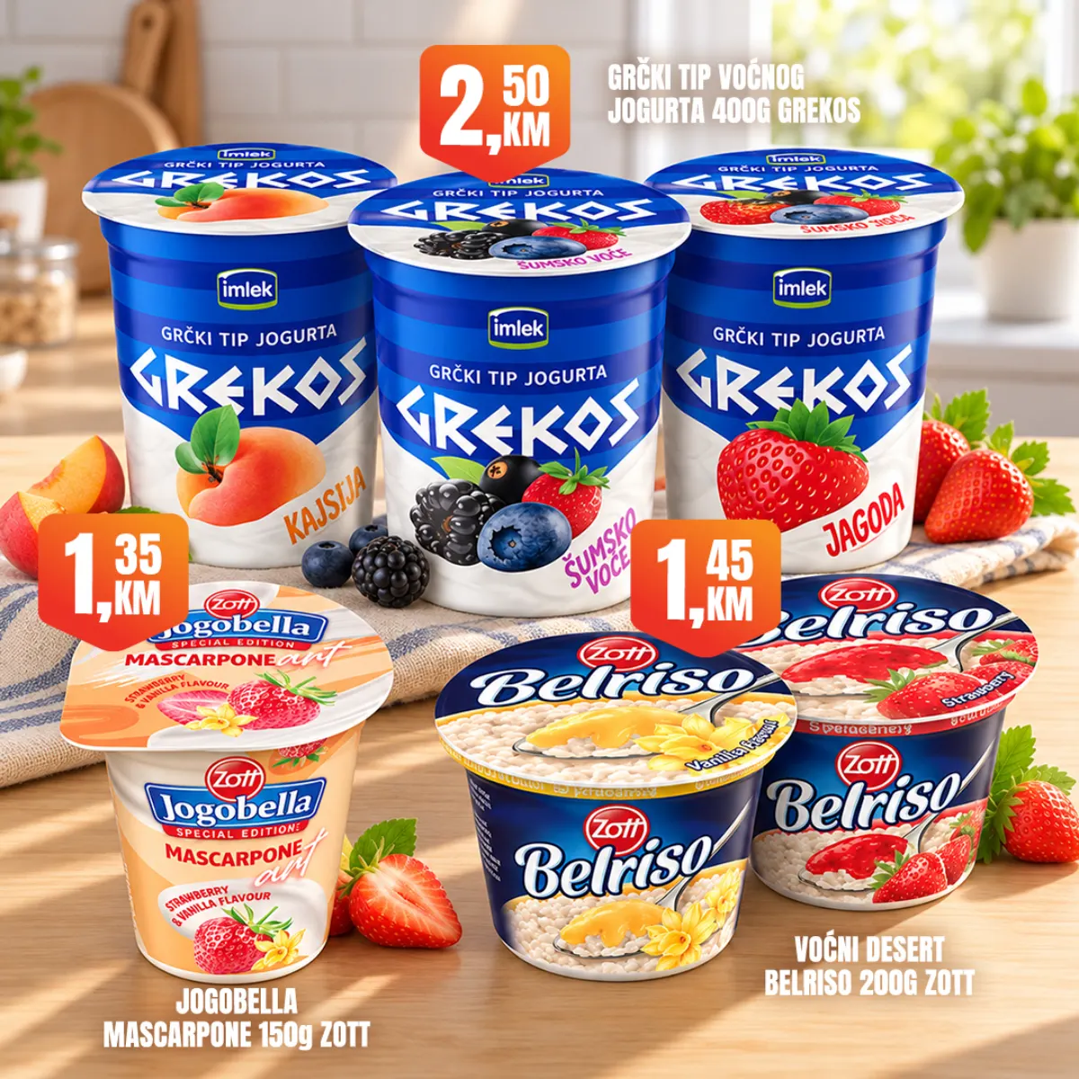 Fortuna Market – Imlek Grekos jogurt 2,50 KM i Zott Jogobella 1,35 KM