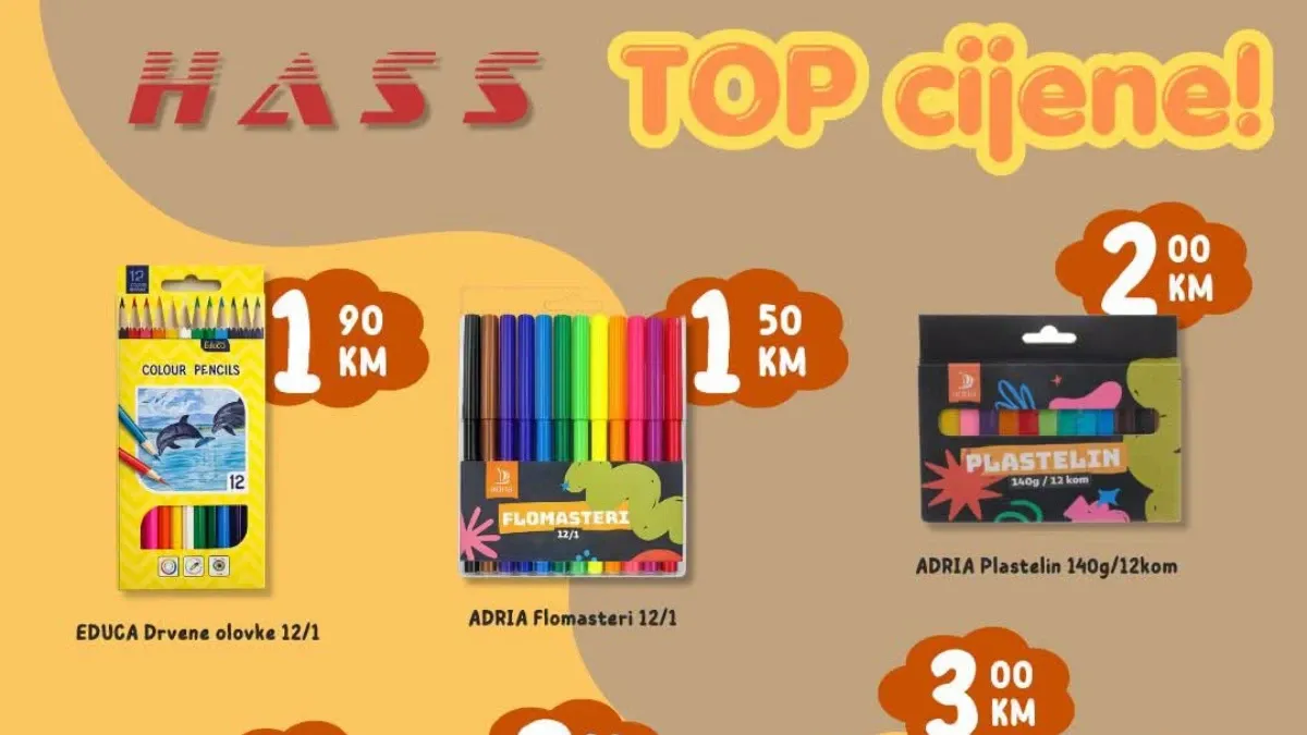 HASS Sve za školu – sveske, pernice, olovke, flomasteri, boje i drugi školski pribor po TOP cijenama