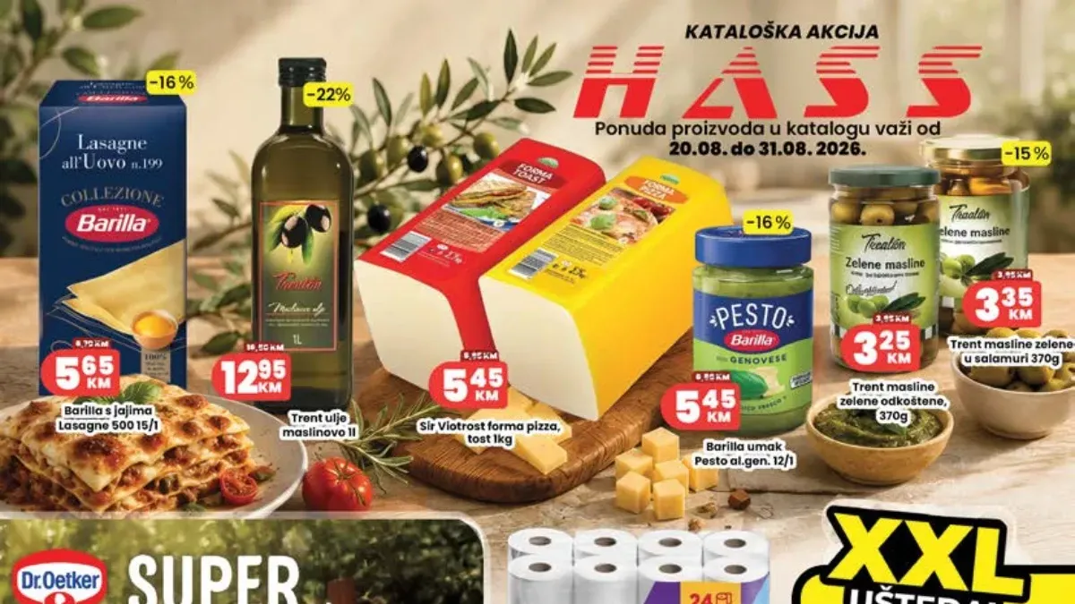 HASS Komerc katalog od 20.08. do 31.08.2026. donosi akcijske ponude hrane, pića, slatkiša i proizvoda za domaćinstvo
