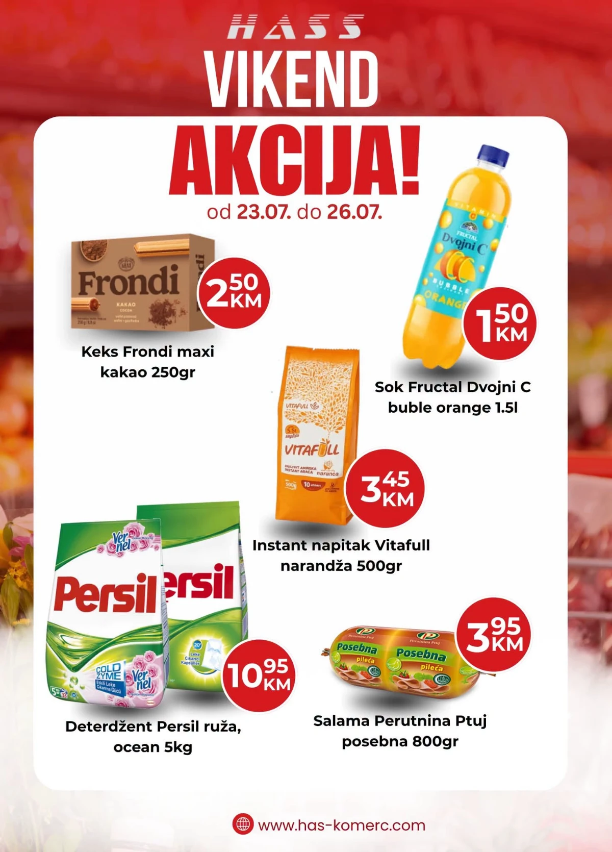 HASS Vikend Akcija do 26.07.2026. – super cijene na prehranu, piće, deterdžente i proizvode za domaćinstvo