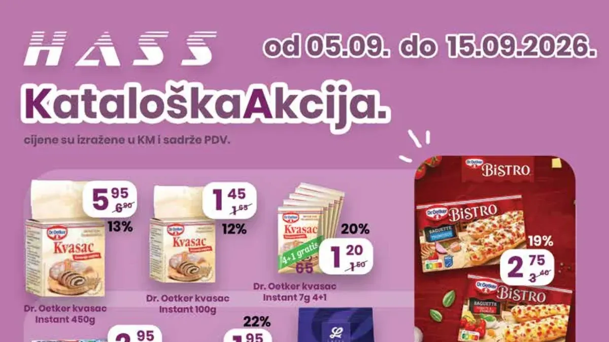 HASS Komerc kataloška akcija od 05.09. do 15.09.2026. – hrana, piće, odjeća, bijela tehnika i proizvodi za domaćinstvo