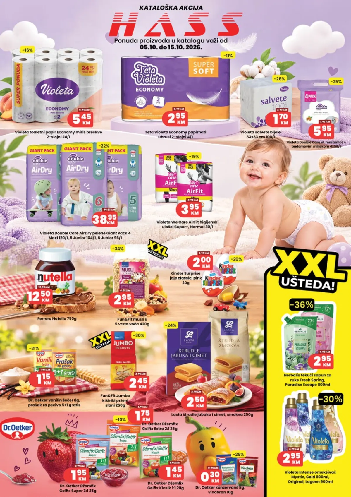 HASS katalog 05–15.10.2026. – Violeta proizvodi, pelene, Nutella, Dr. Oetker i XXL uštede
