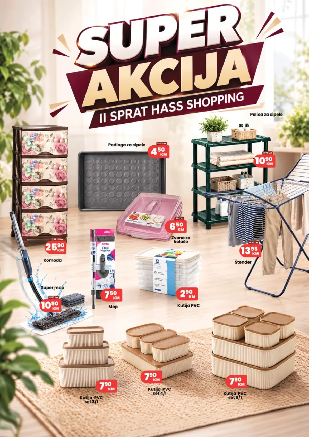 HASS Shopping super akcija – police, komode, kutije, mopovi i oprema za domaćinstvo