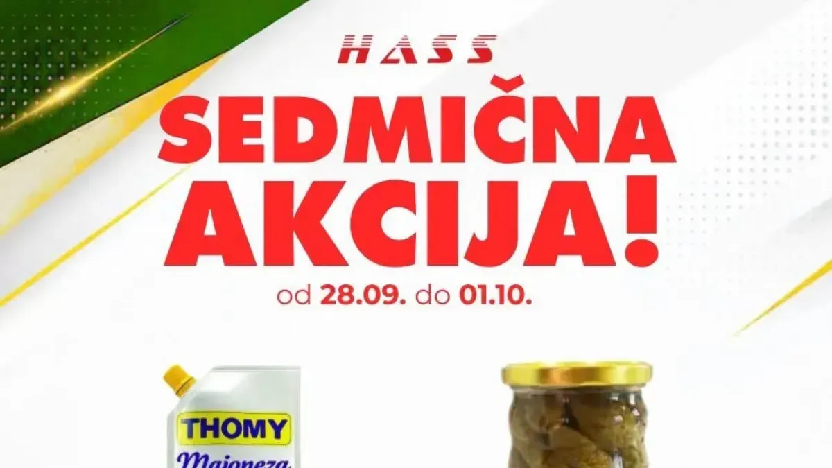 HASS sedmična akcija od 28.09. do 01.10.2026. – majoneza i krastavci 2,95 KM, keks samo 1 KM