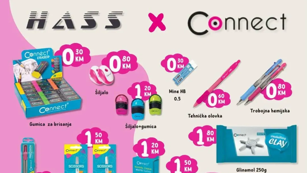 HASS × Connect akcija za školu – gumice, olovke, bojice, flomasteri, makaze i drugi školski pribor