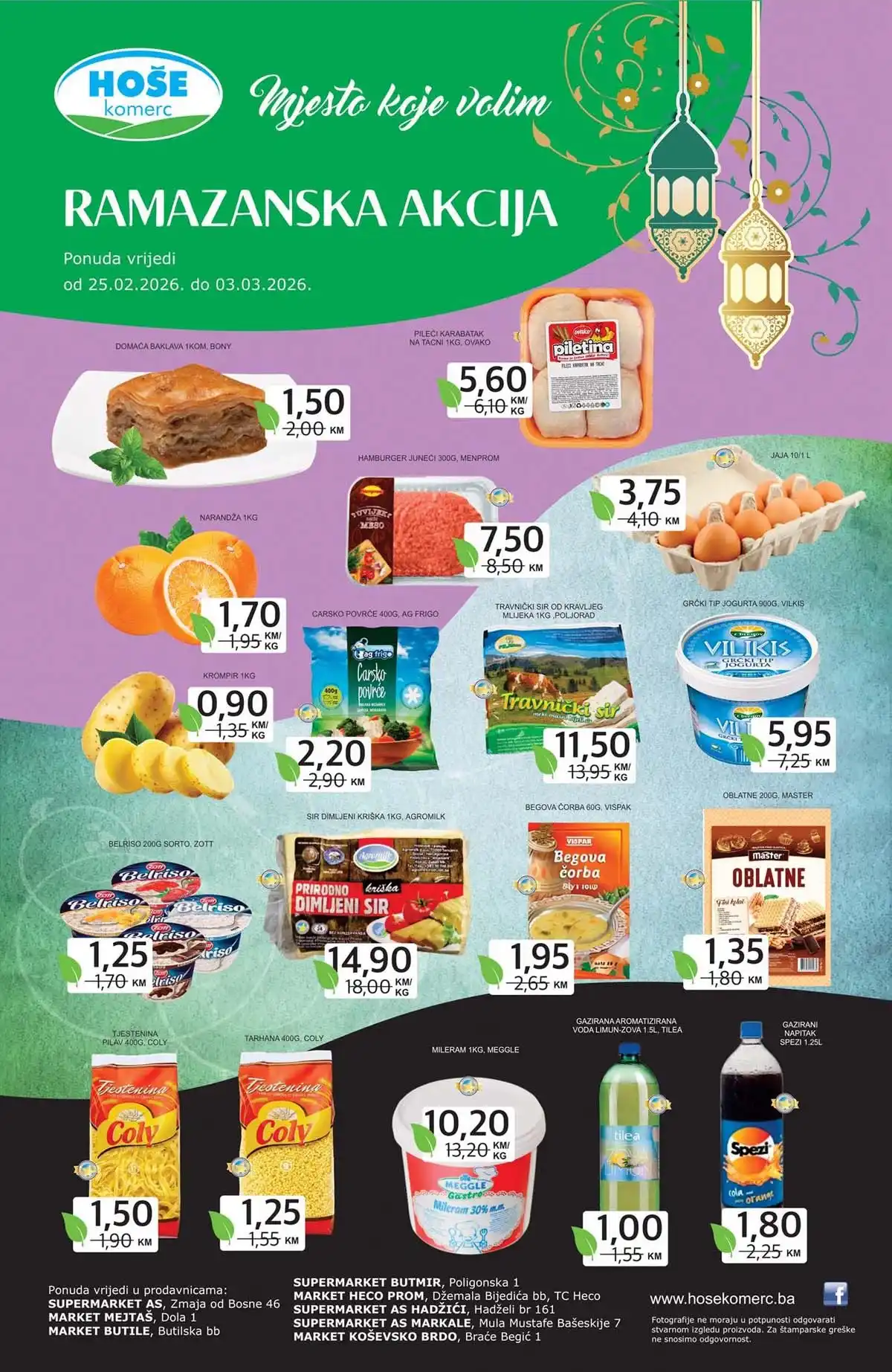 Hoše Komerc Ramazanska akcija katalog – sniženja prehrane i kućnih potrepština do 3. marta 2026