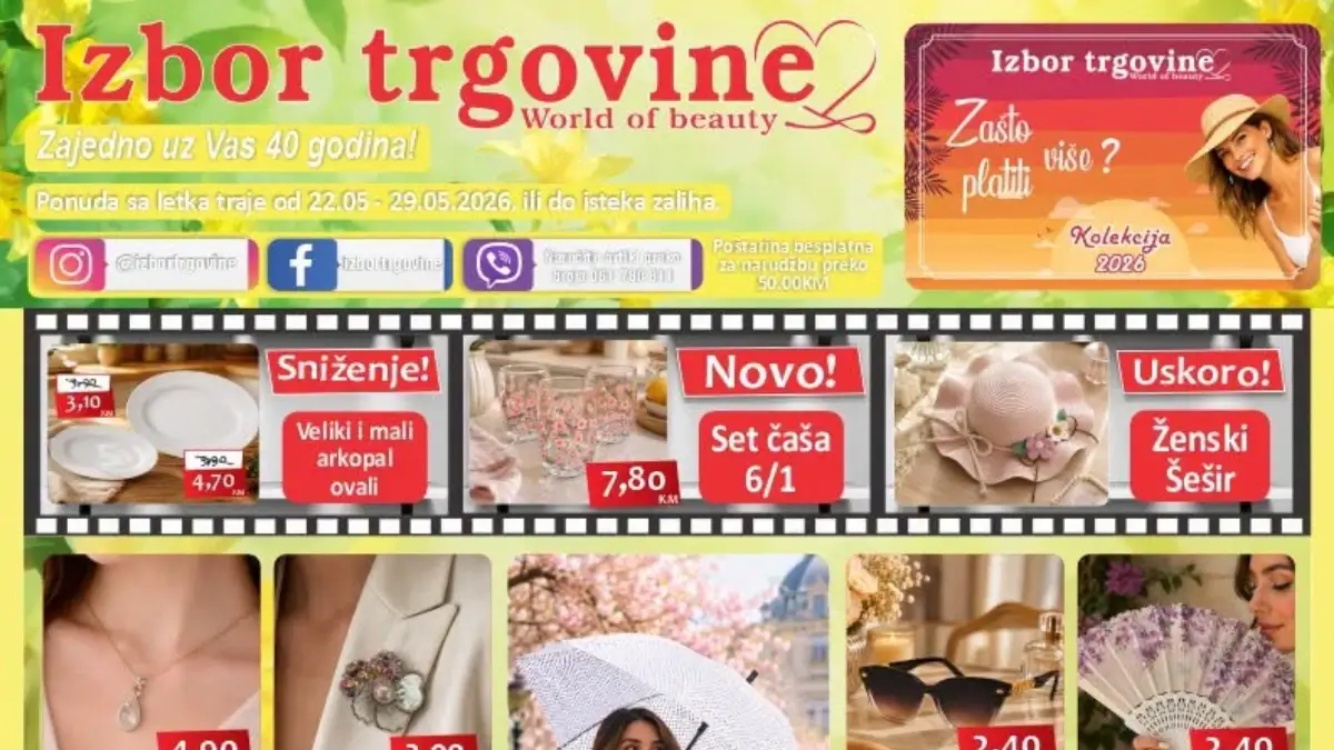 Izbor trgovine akcija do 50% – kozmetika, patike i kućni proizvodi već od 0,30 KM do 29.05.2026