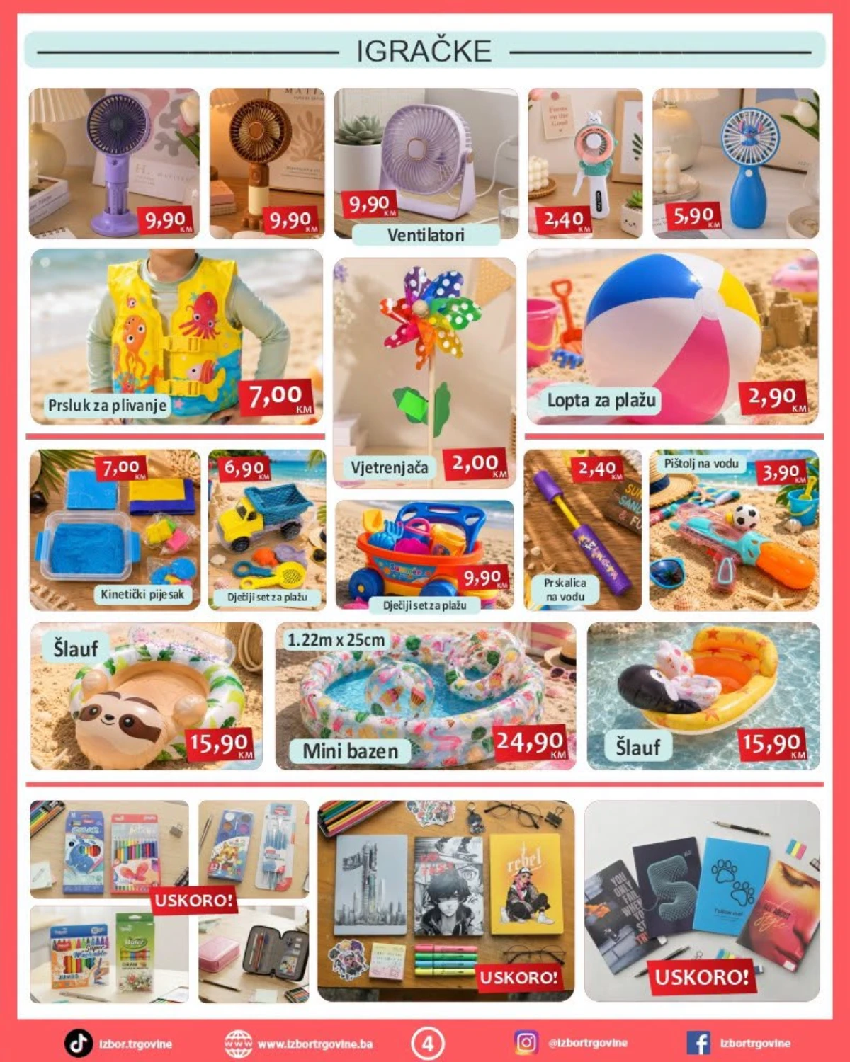 Izbor trgovine katalog strana 4 – igračke, ventilatori, bazeni i ljetni program za djecu
