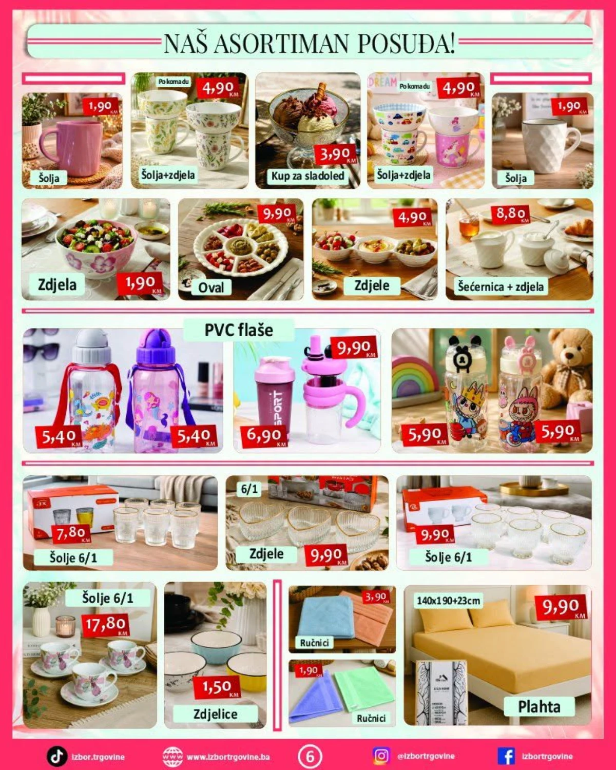 Izbor trgovine katalog strana 6 – posuđe, šolje, zdjele, flaše i proizvodi za domaćinstvo
