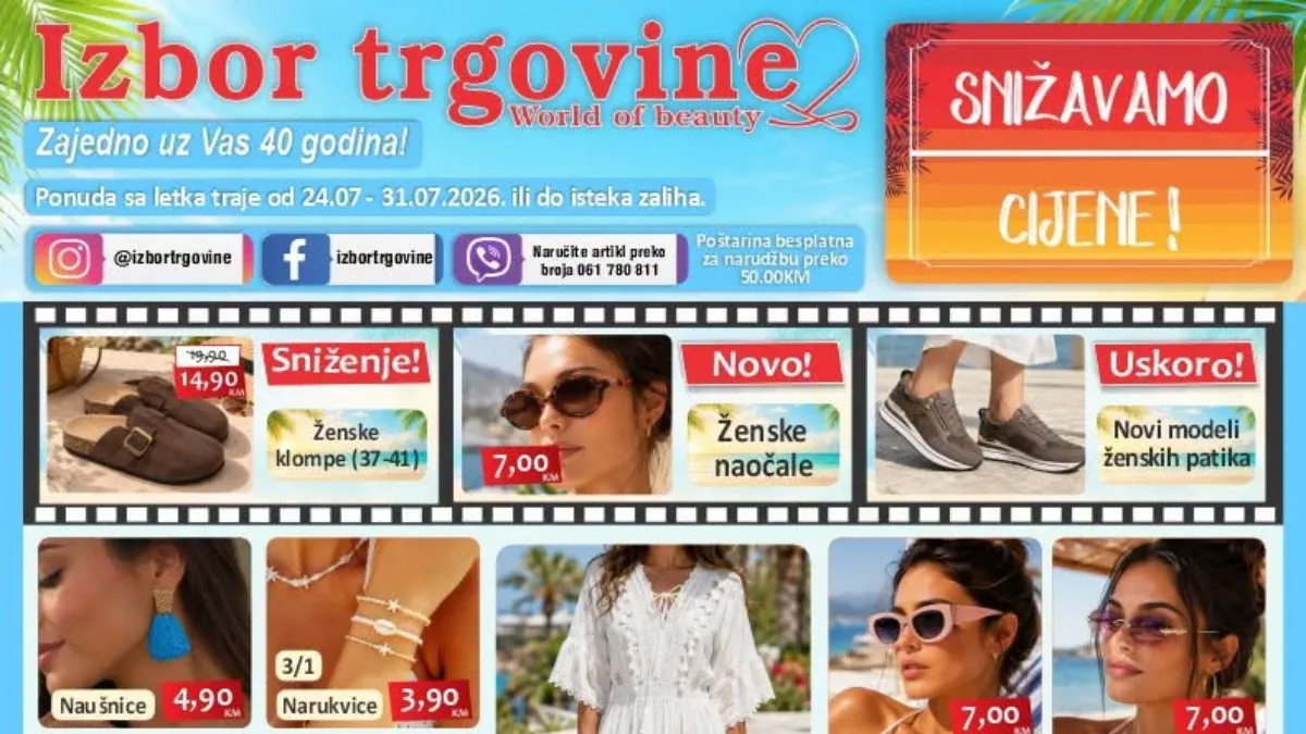 Izbor trgovine katalog odo 31.07.2026. – kupaći kostimi, kozmetika, papuče, igračke i proizvodi za dom na akciji