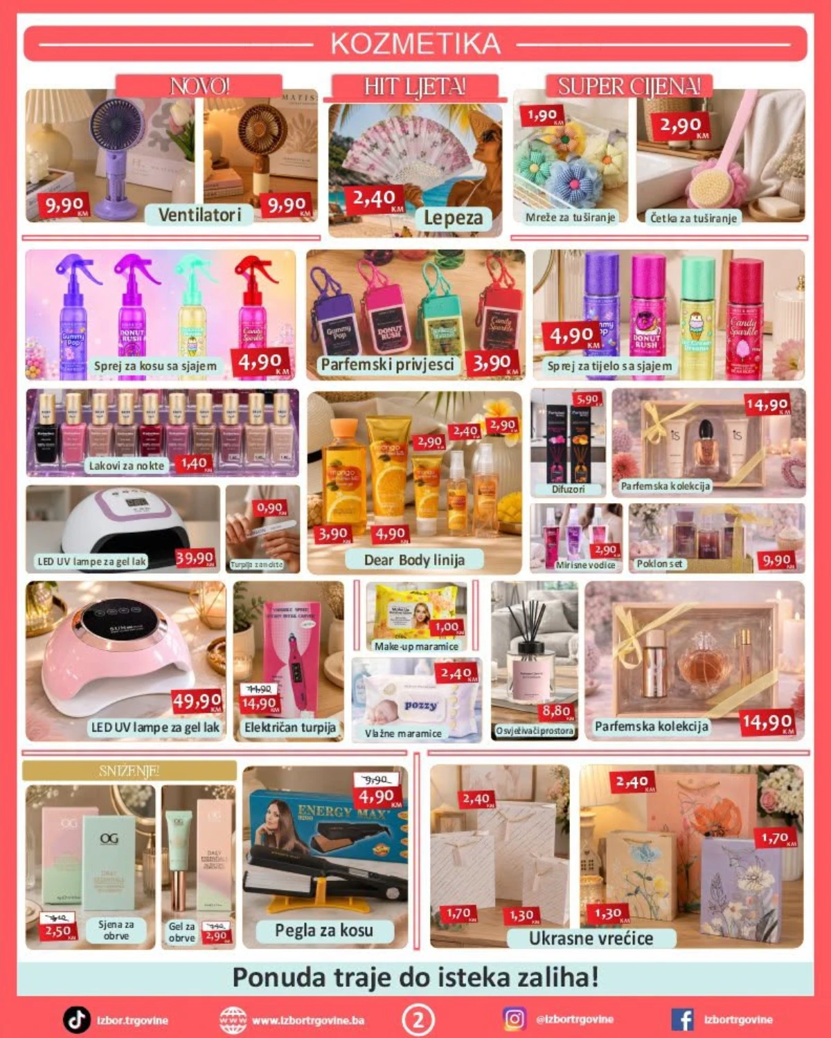 Izbor trgovine kozmetika akcija – ventilatori, parfemi, lakovi za nokte i beauty proizvodi