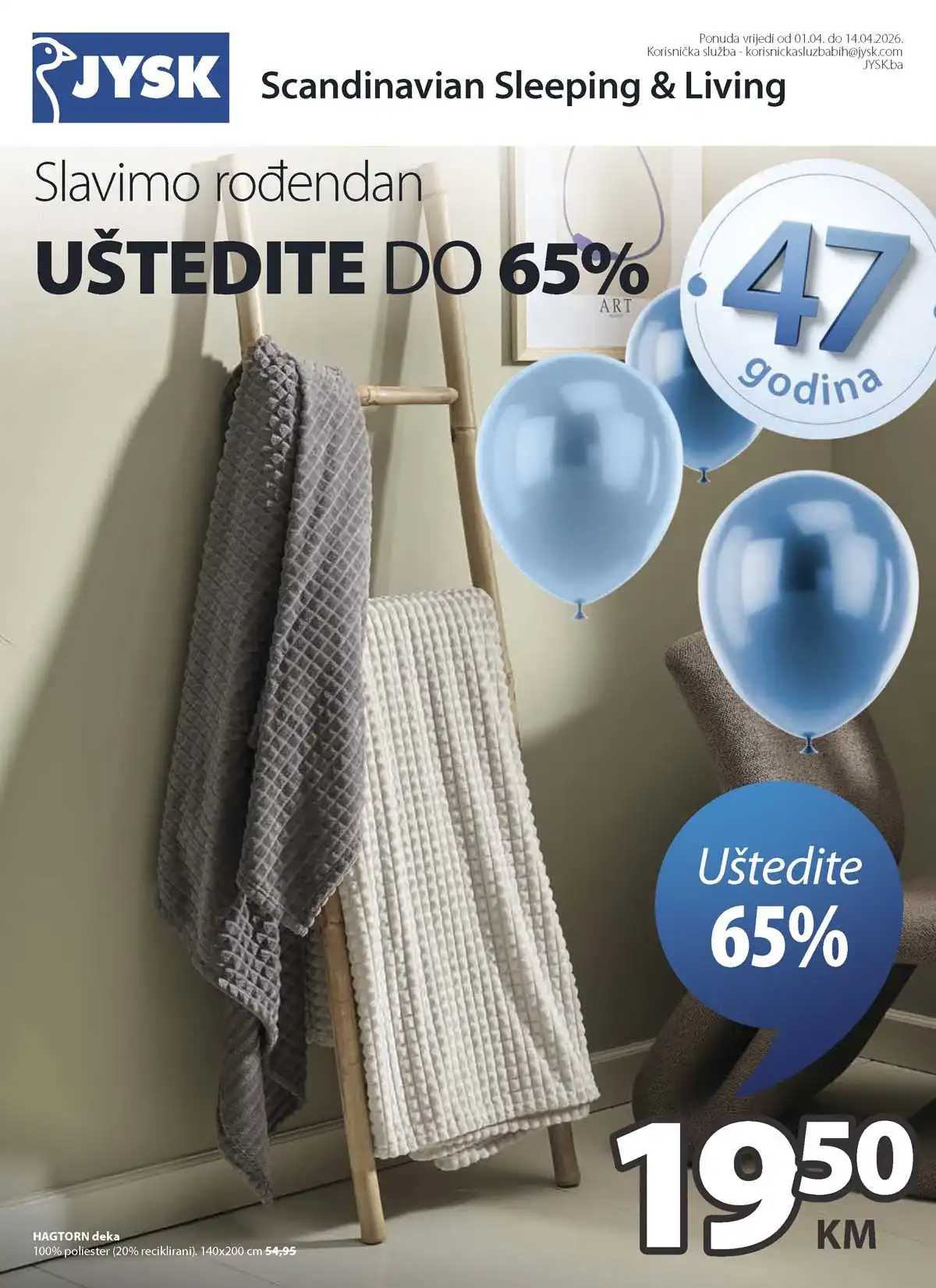 JYSK rođendanska akcija katalog sniženja namještaja i opreme za dom – strana 1 – do 14.04.2026