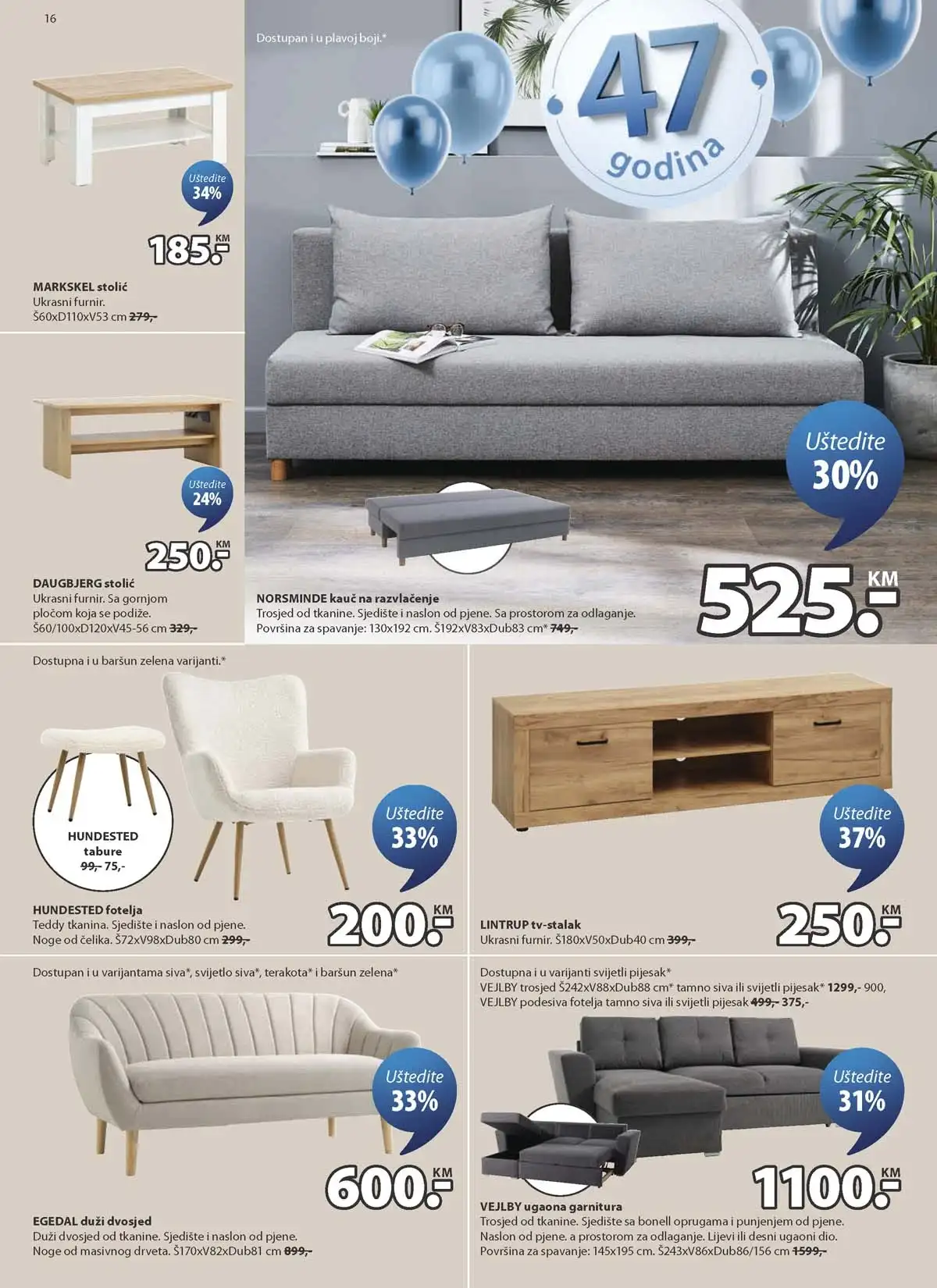 JYSK rođendanska akcija katalog sniženja namještaja i opreme za dom – strana 16 – do 14.04.2026