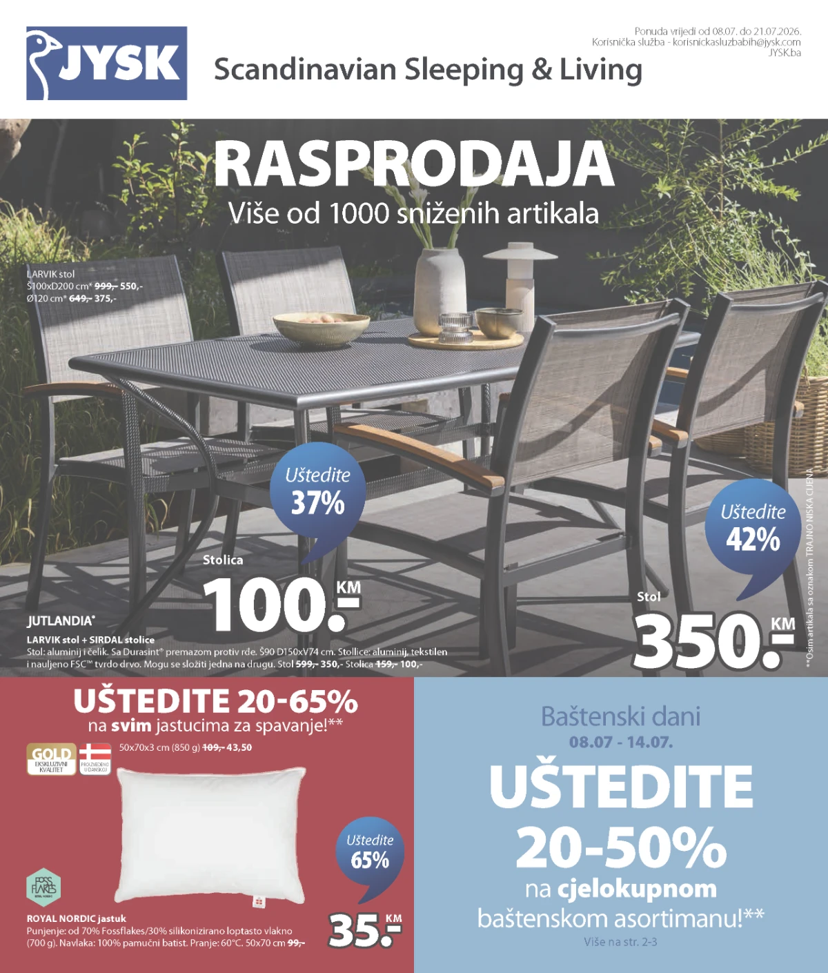 JYSK katalog – sezonska rasprodaja do 65% popusta i više od 1.000 sniženih artikala do 21.07.2026.