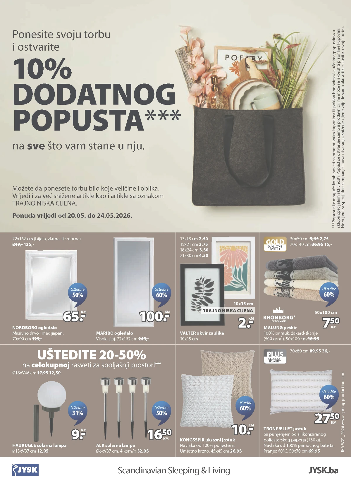 JYSK ogledala i dekoracija za dom na sniženju JYSK ogledala, solarne lampe i dekorativni jastuci na akciji