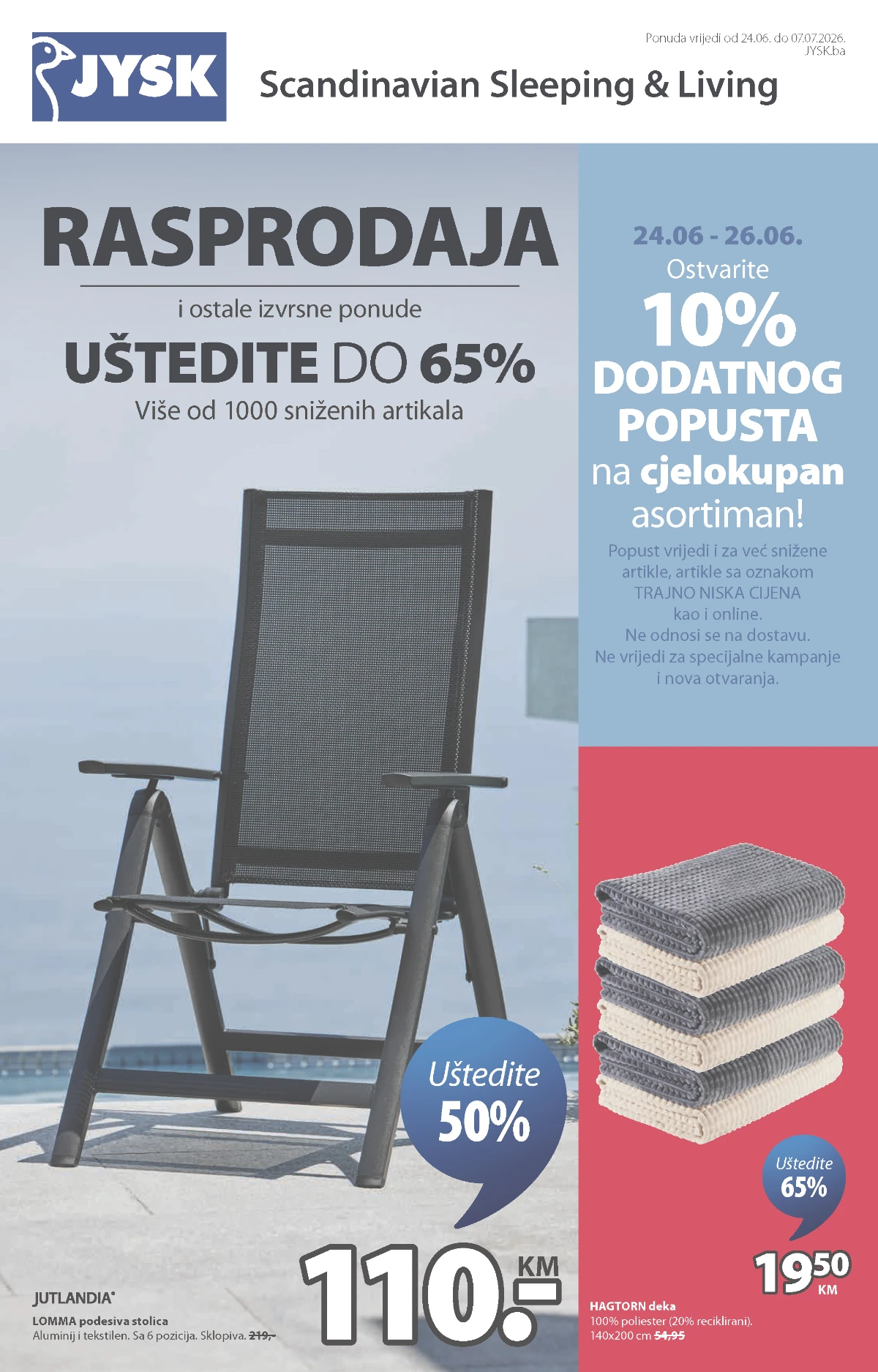 JYSK rasprodaja do 65% popusta – više od 1.000 proizvoda na sniženju do 07.07.2026