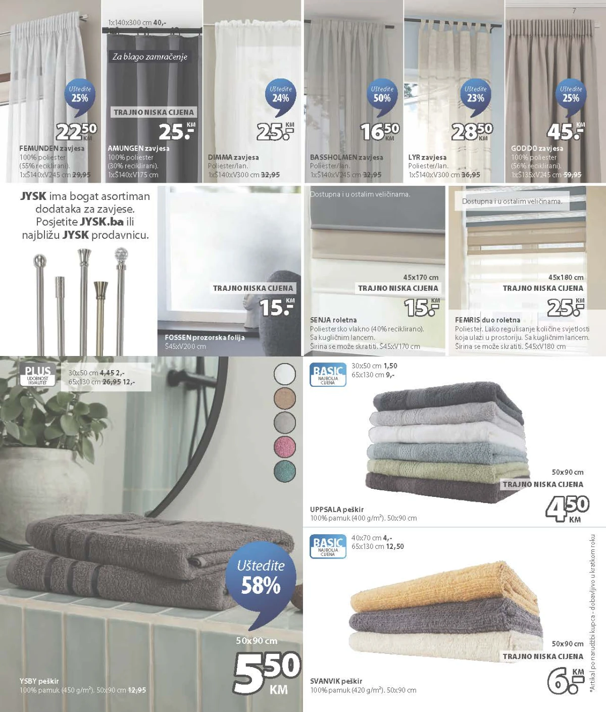 JYSK katalog – zavjese, roletne i peškiri uz uštede do 58%
