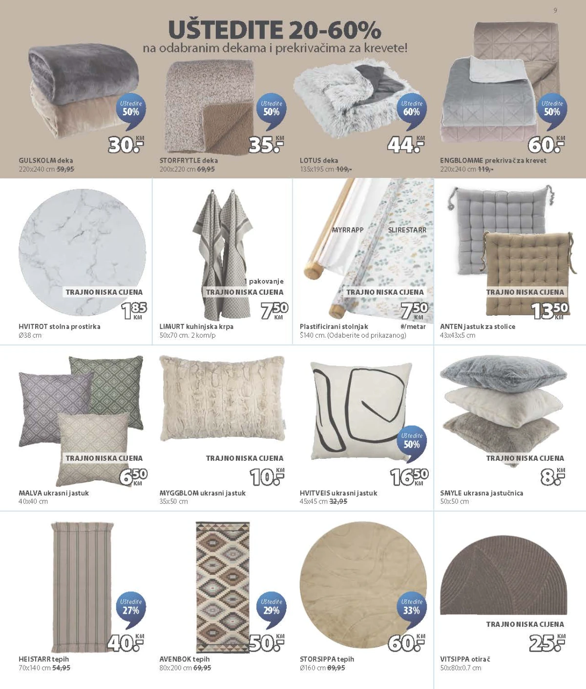 JYSK katalog – deke, prekrivači, jastuci i tepisi uz popuste do 60%