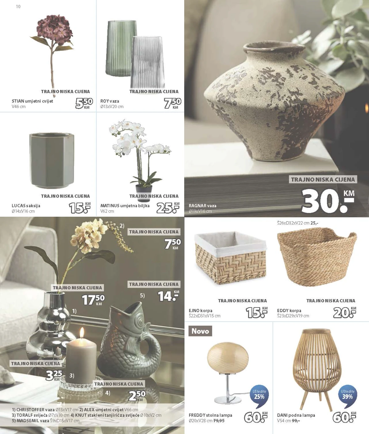 JYSK katalog – vaze, umjetno cvijeće, korpe i lampe za uređenje doma