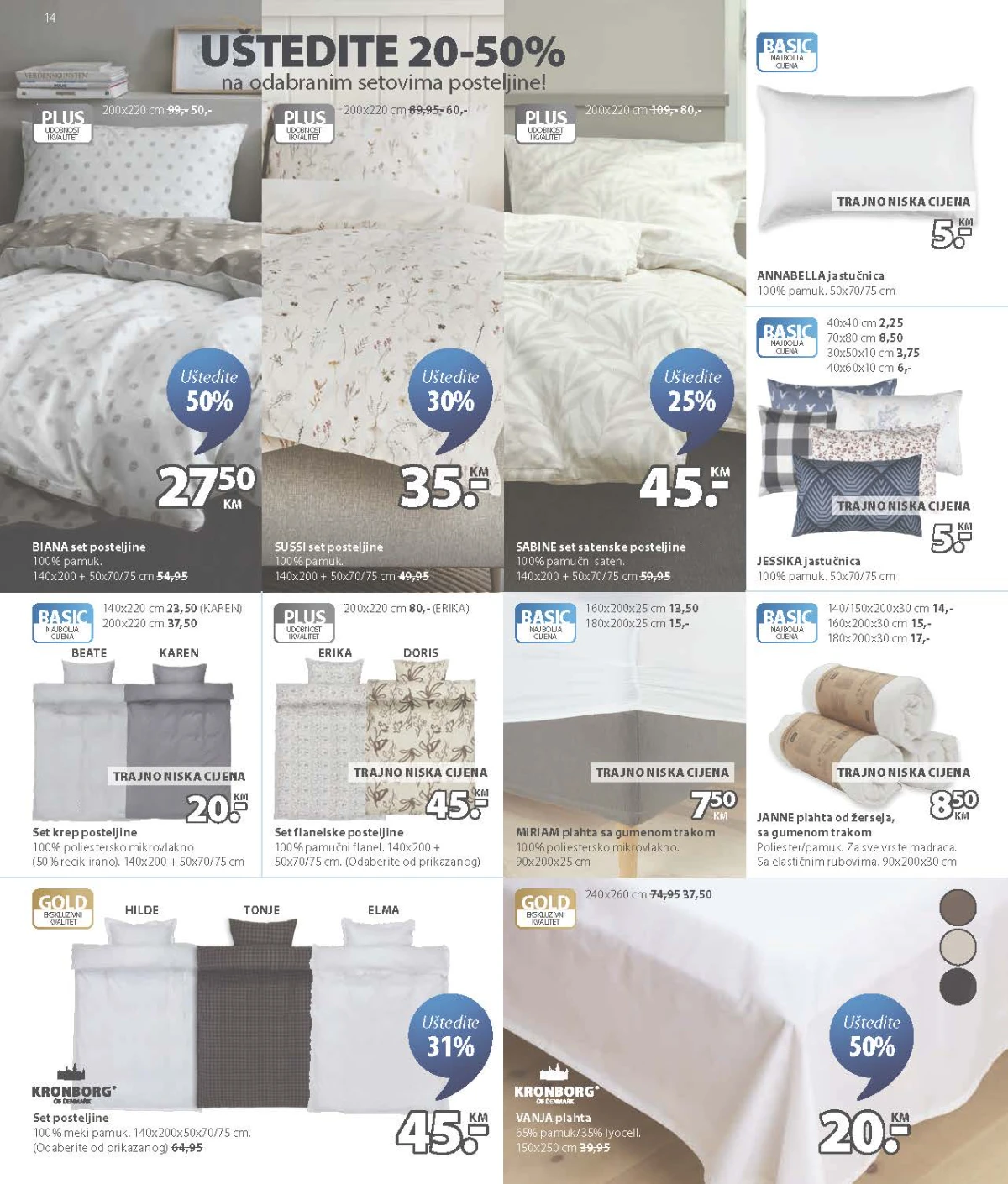 JYSK katalog – setovi posteljine, jastučnice i plahte uz popuste do 50%