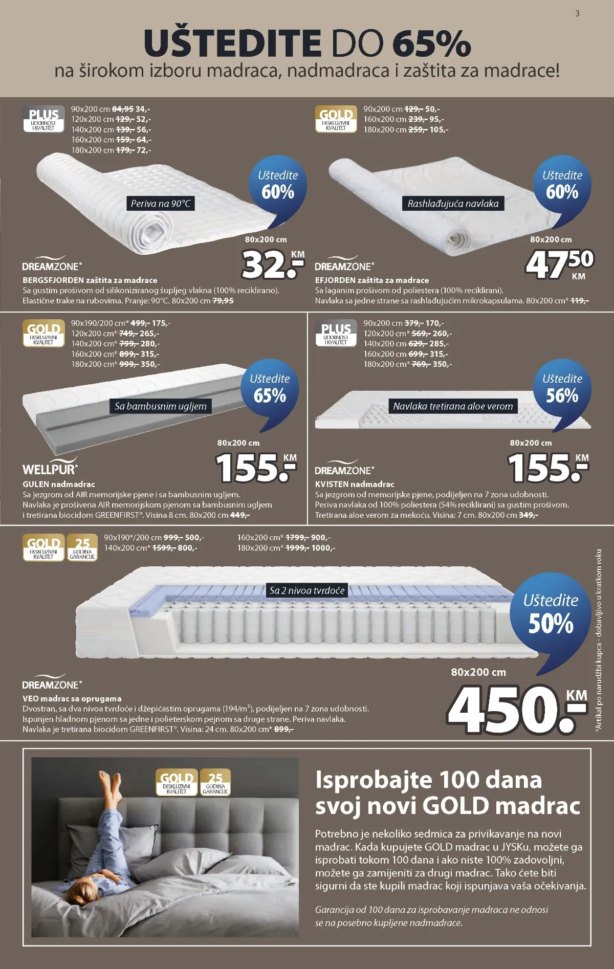 JYSK zaštite za madrace, nadmadraci i madraci sniženi do 65%