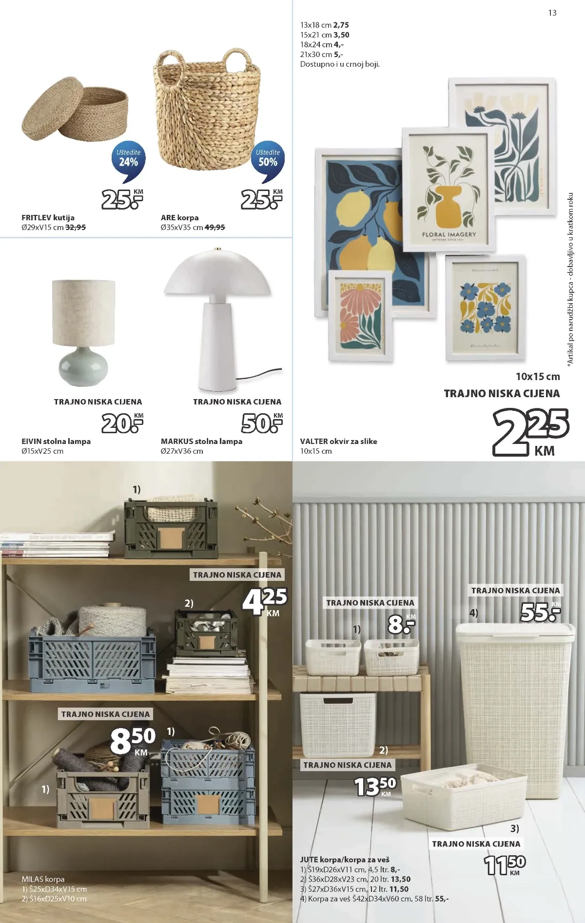 JYSK korpe, kutije, lampe i okviri za slike po povoljnim cijenama