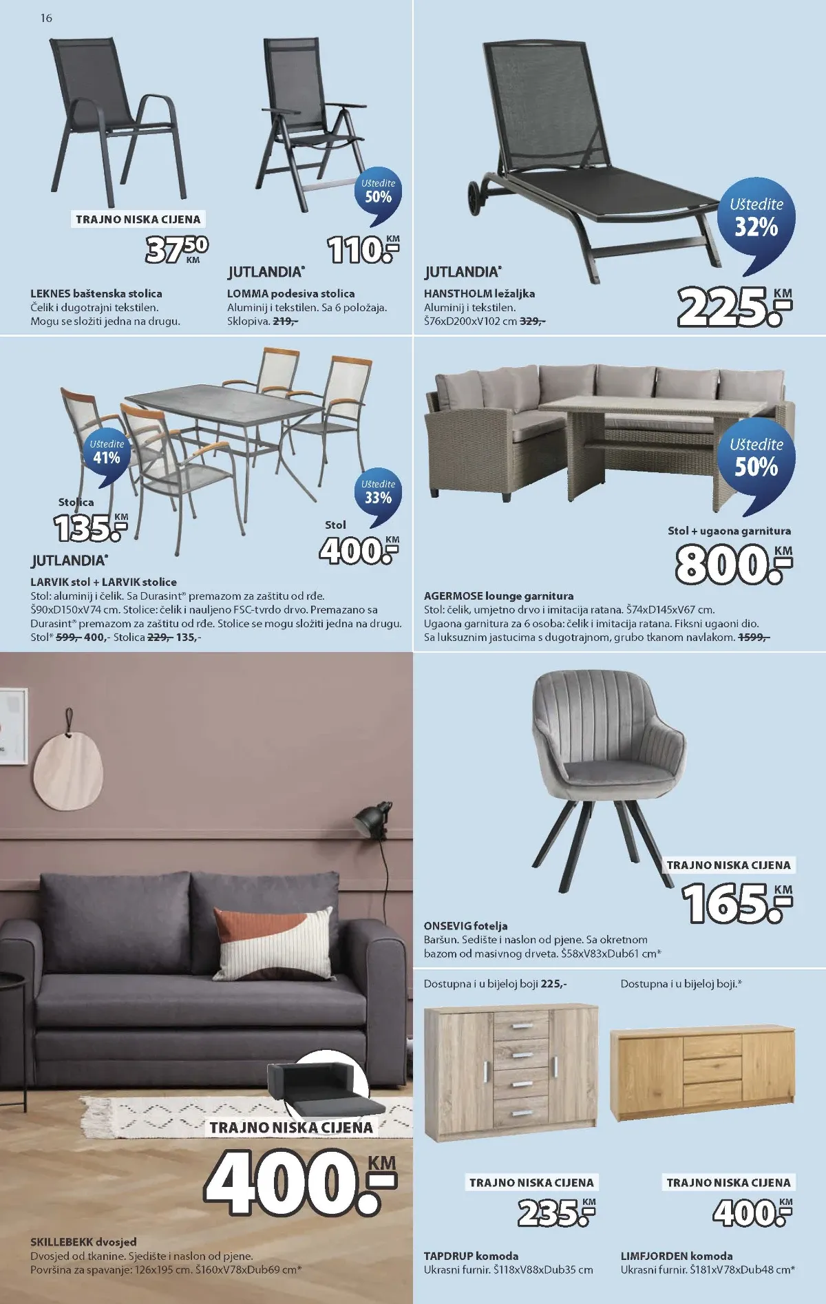 JYSK baštenski namještaj, fotelje, komode i garniture na akciji