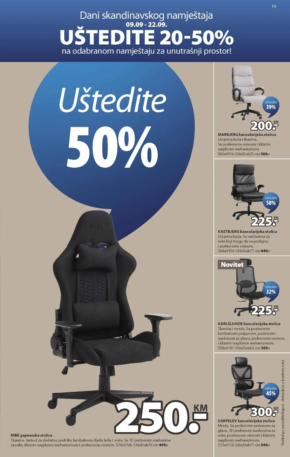 JYSK kancelarijske i gejmerske stolice na akciji