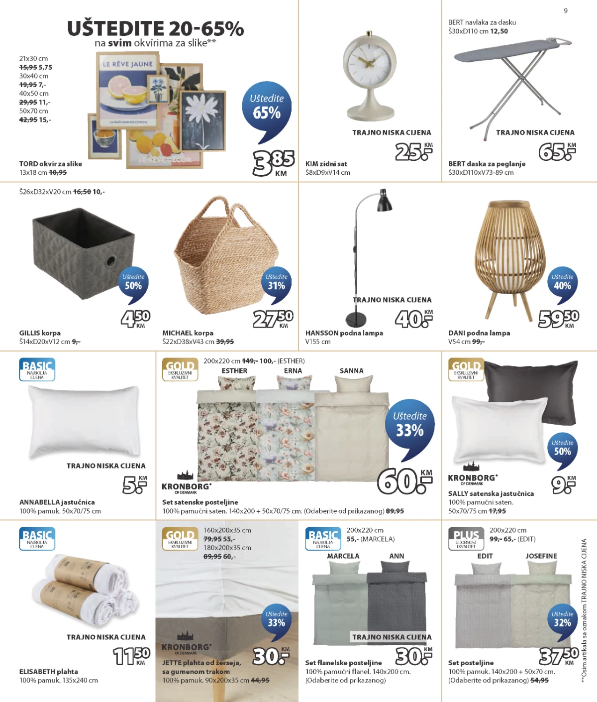 JYSK posteljine, lampe i kućni program na akciji