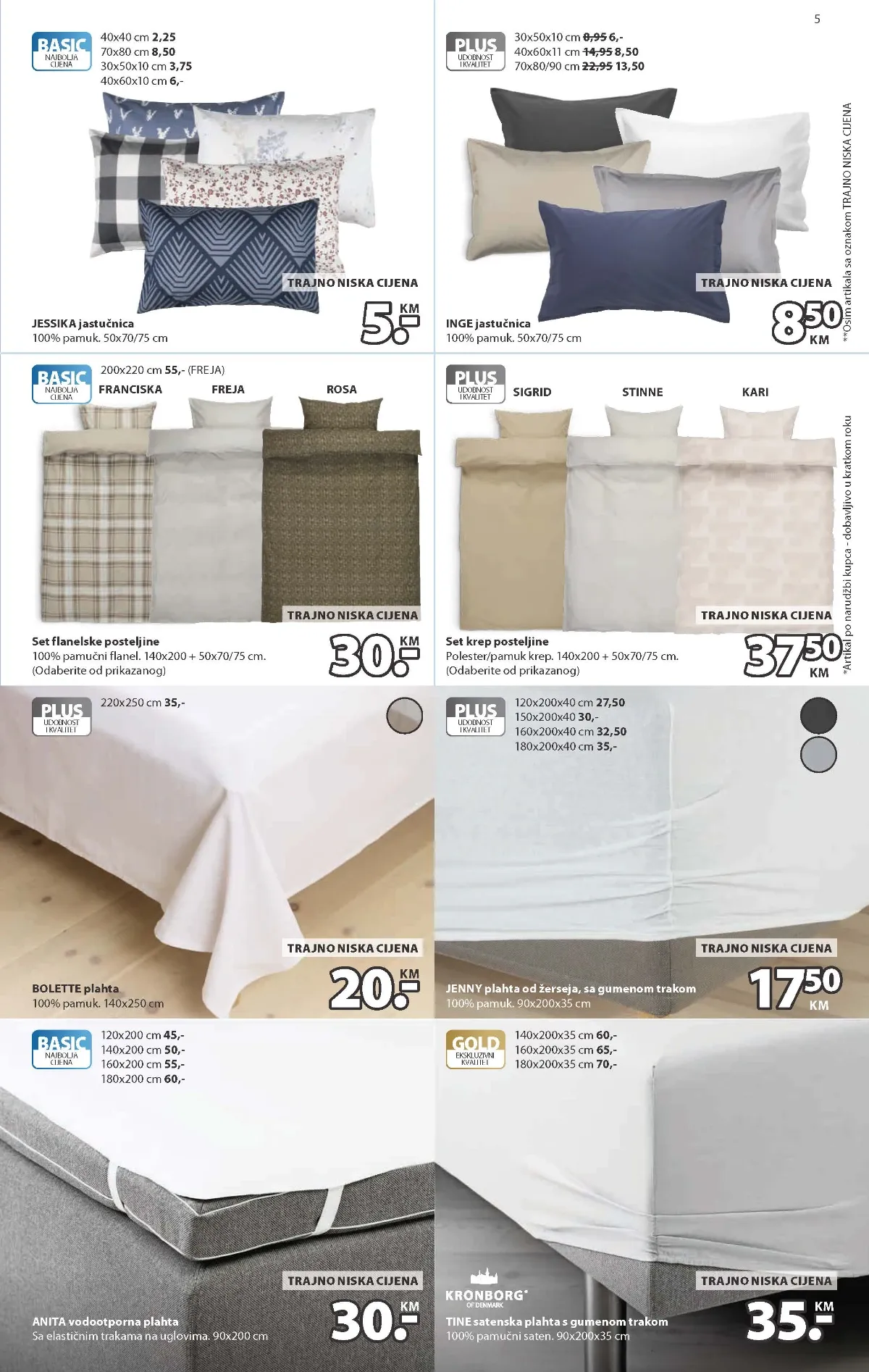 JYSK katalog stranica 5 – flanelska i krep posteljina po sniženim cijenama