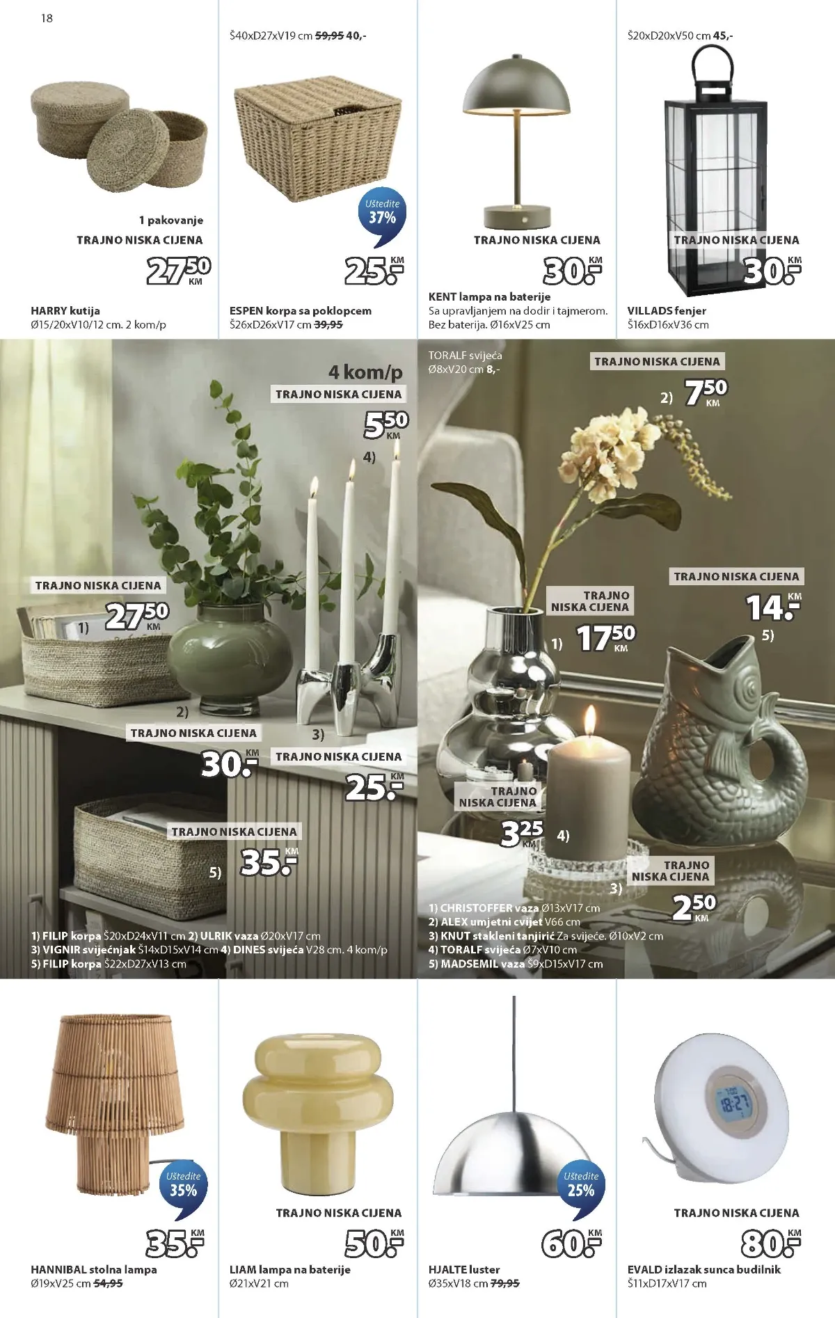 JYSK katalog stranica 18 – HANNIBAL stolna lampa i HJALTE luster