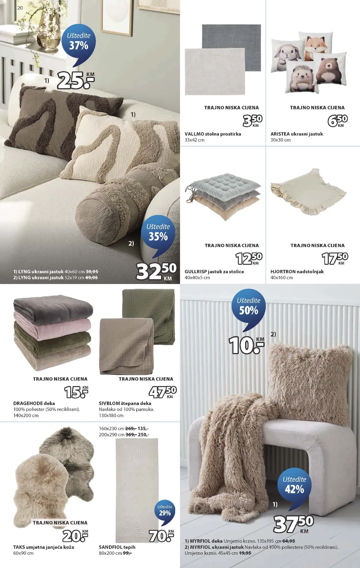 JYSK katalog stranica 20 – LYNG ukrasni jastuk i MYRFIOL deka