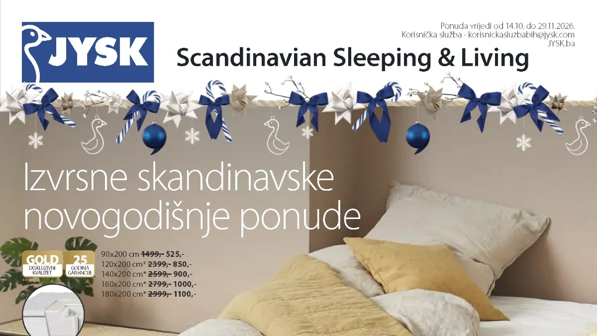 JYSK katalog od 14.10. do 29.11.2026. – novogodišnje ponude i popusti do 65%