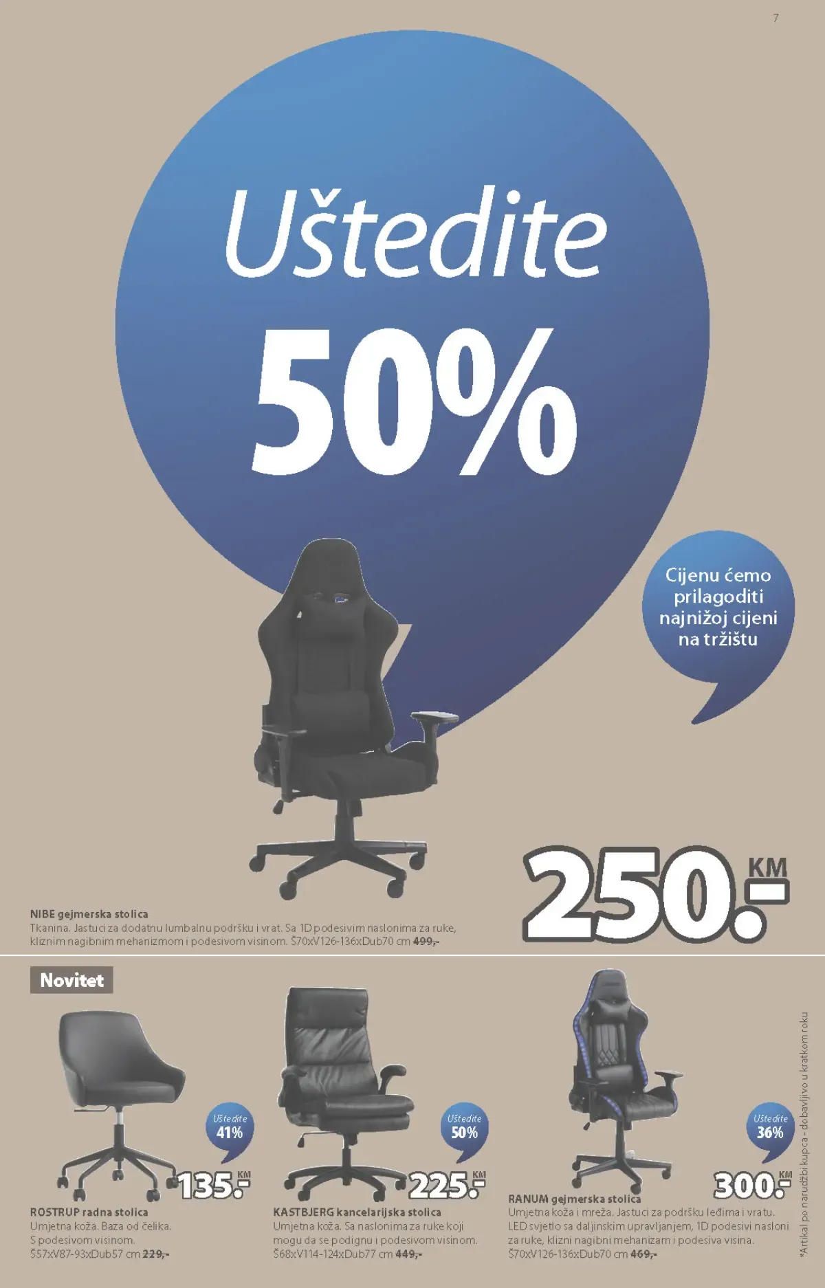 JYSK gejmerske i kancelarijske stolice na sniženju do 50%