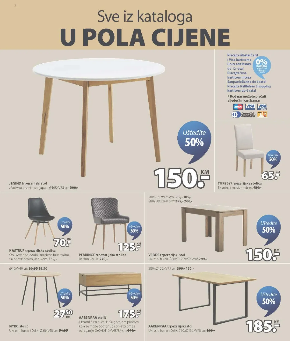 JYSK katalog do 18.08.2026. – trpezarijski stolovi, stolice i stolići na 50% popusta – strana 2.