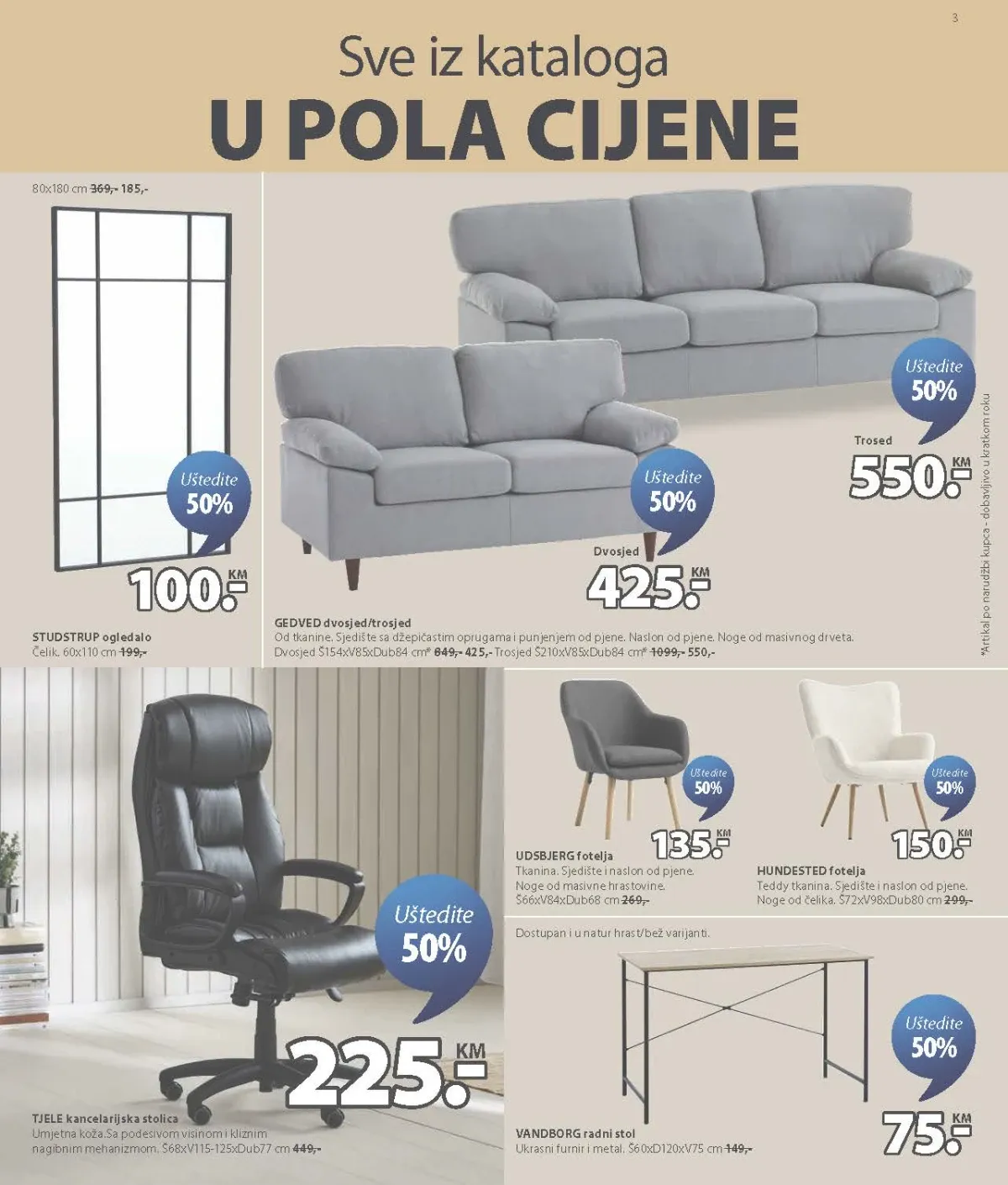 JYSK katalog do 18.08.2026. – dvosjedi, trosjedi, fotelje i kancelarijski namještaj – strana 3.