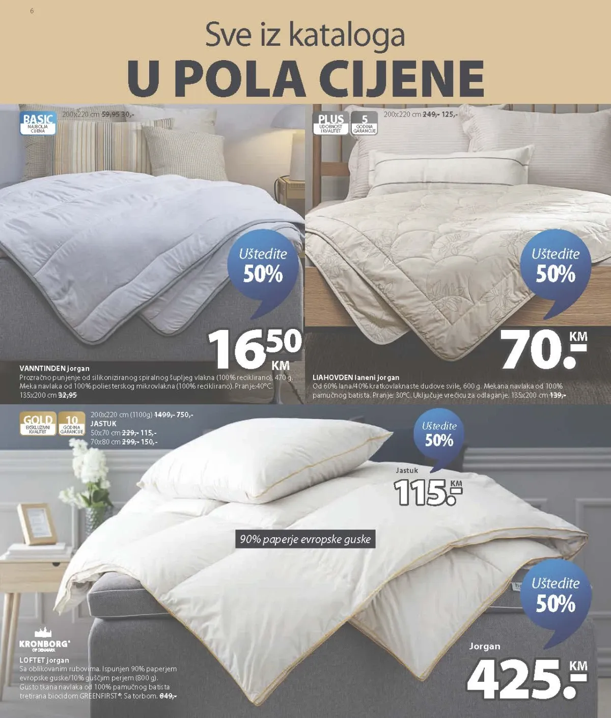 JYSK katalog do 18.08.2026. – jorgani i jastuci na akciji – strana 6.
