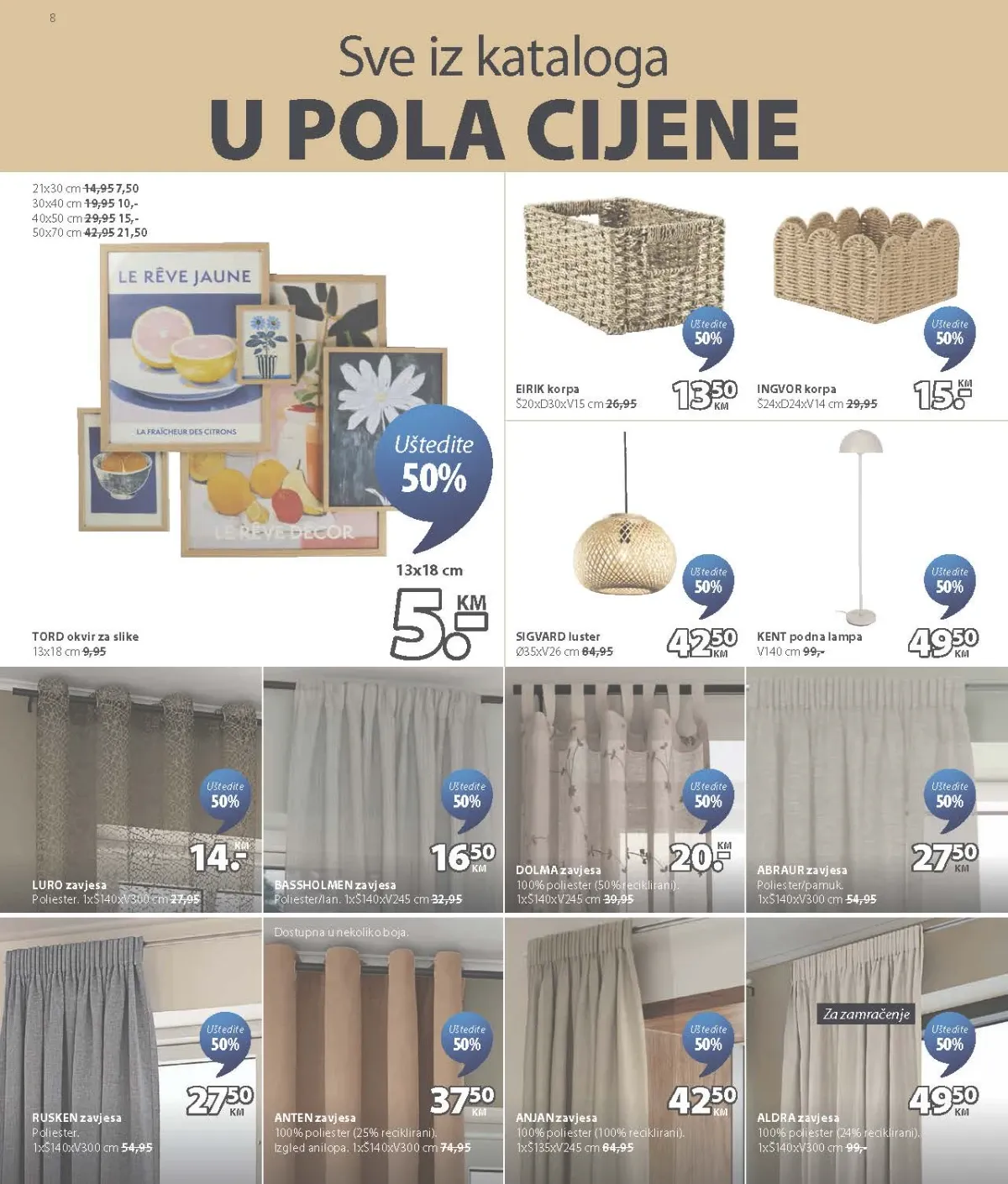 JYSK katalog do 18.08.2026. – zavjese, rasvjeta, korpe i dekoracije za dom – strana 8.