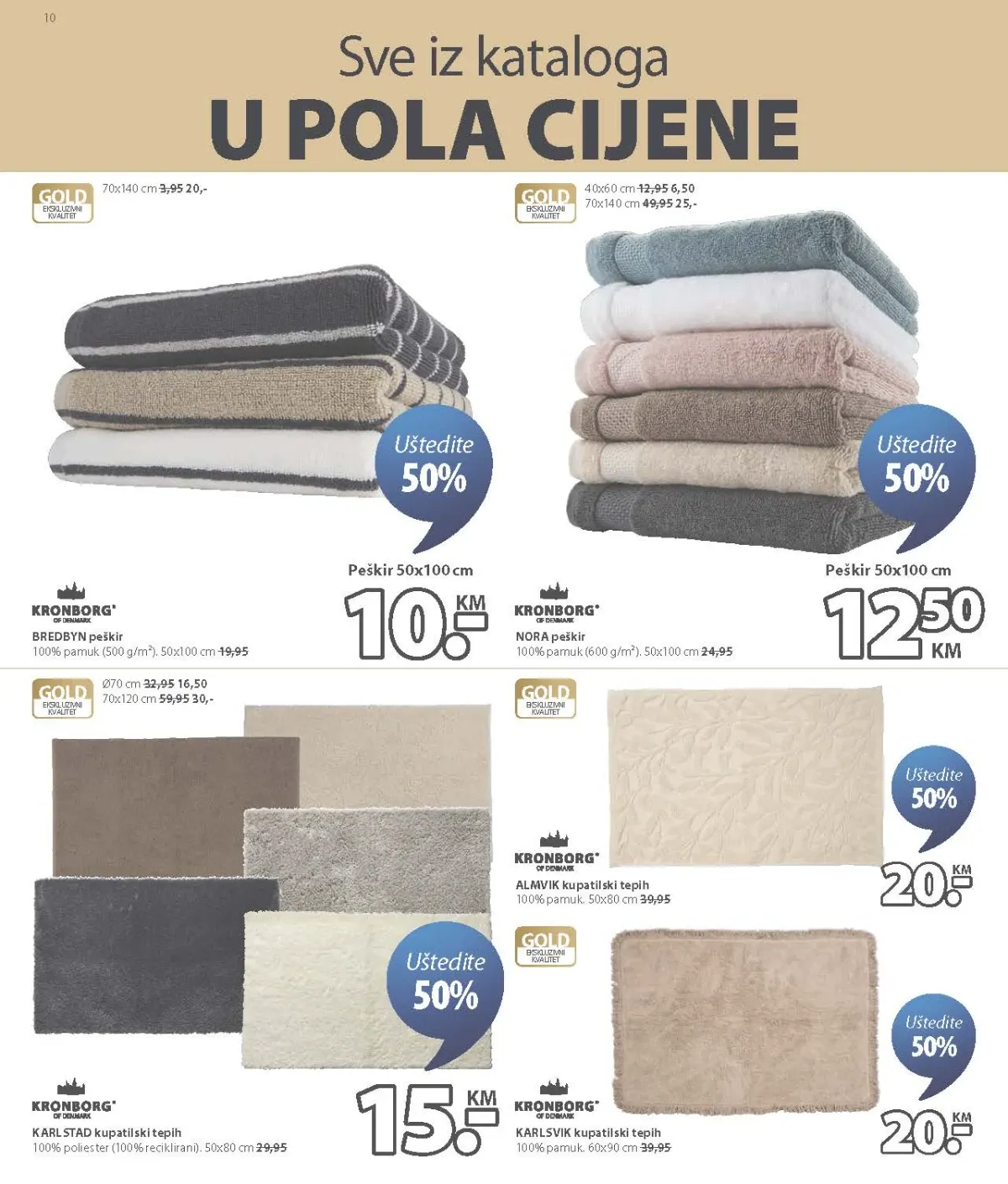 JYSK katalog do 18.08.2026. – peškiri i kupaonski tepisi uz 50% popusta – strana 10.