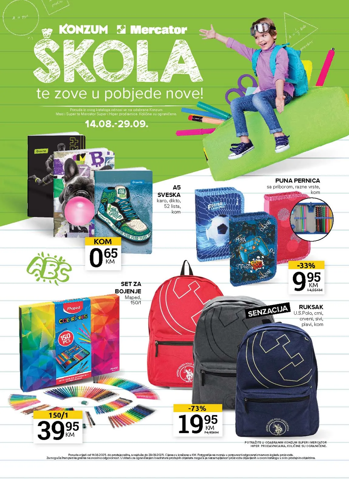 Konzum i Mercator – Školski katalog sniženja do 29.09.2025