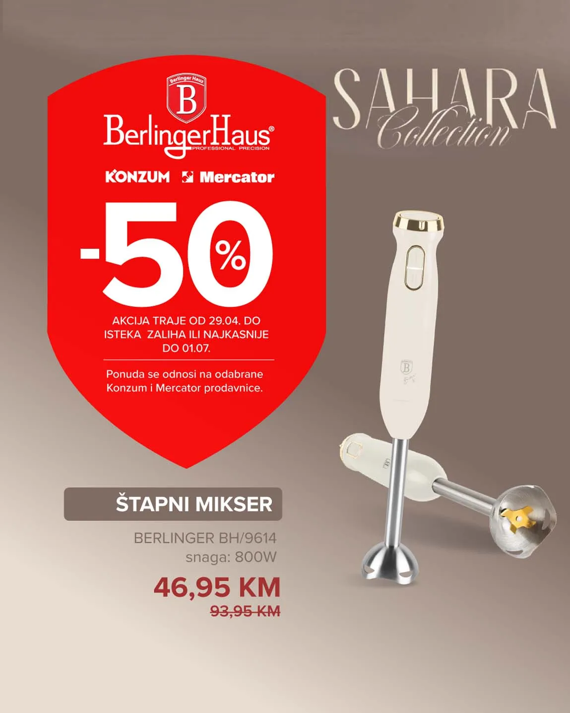 Konzum i Mercator Akcija Berlinger Haus Štapni mikser sniženja do 01.07.2025