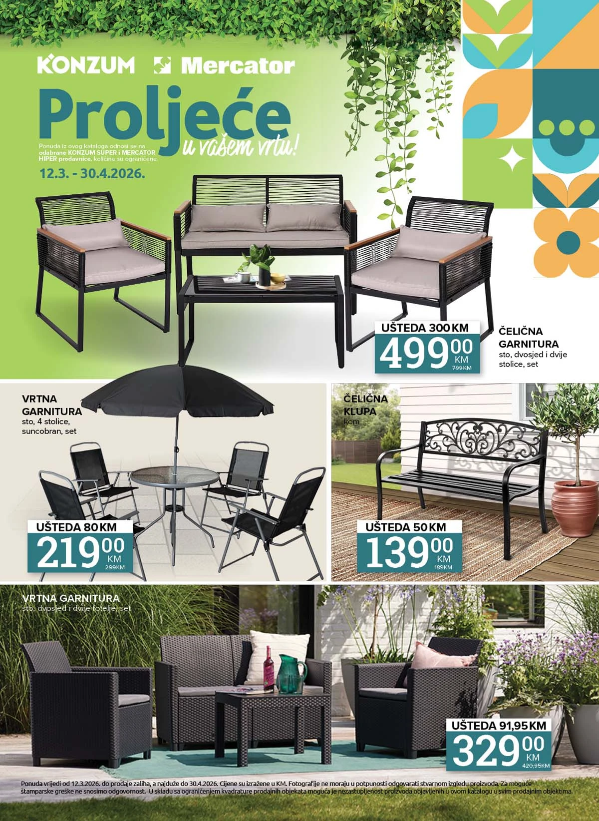 Konzum i Mercator katalog Proljeće u vašem vrtu – sniženja do 46% do 30.04.2026 – strana 1